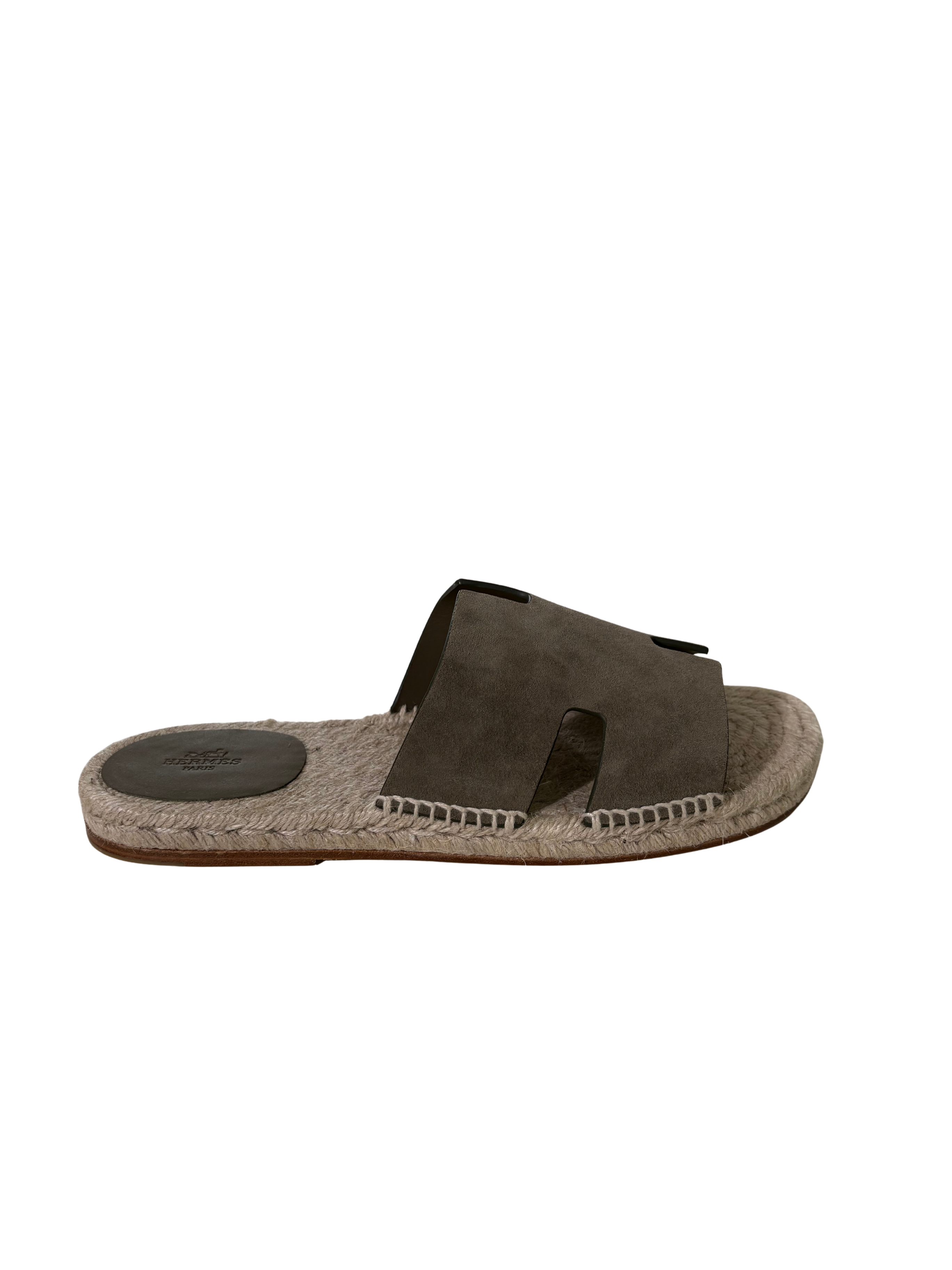 HERMES Antigua Espadrille Etoupe Suede