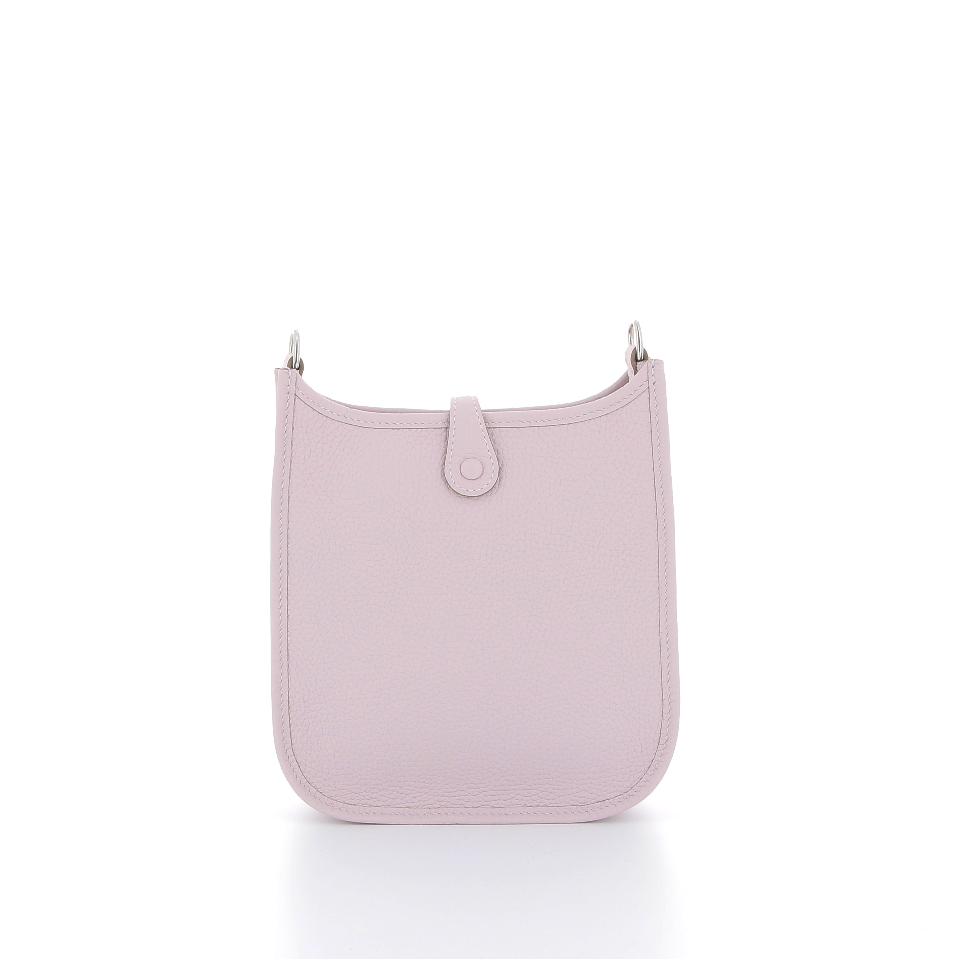 Hermès Mini Evelyne 16cm Mauve Pale in Clemence Leather with Palladium Hardware