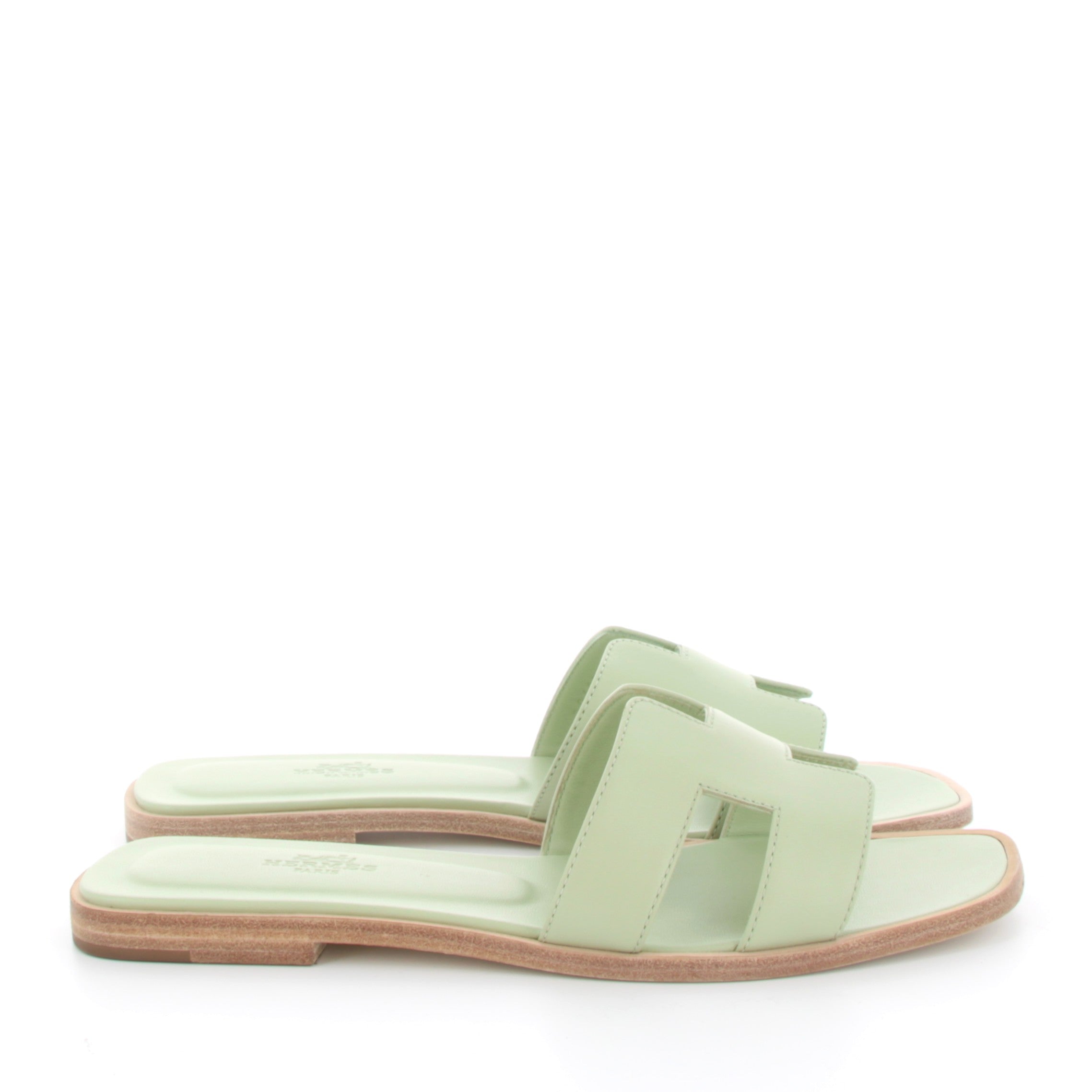 HERMES Oran Sandals Vert De Mer Swift