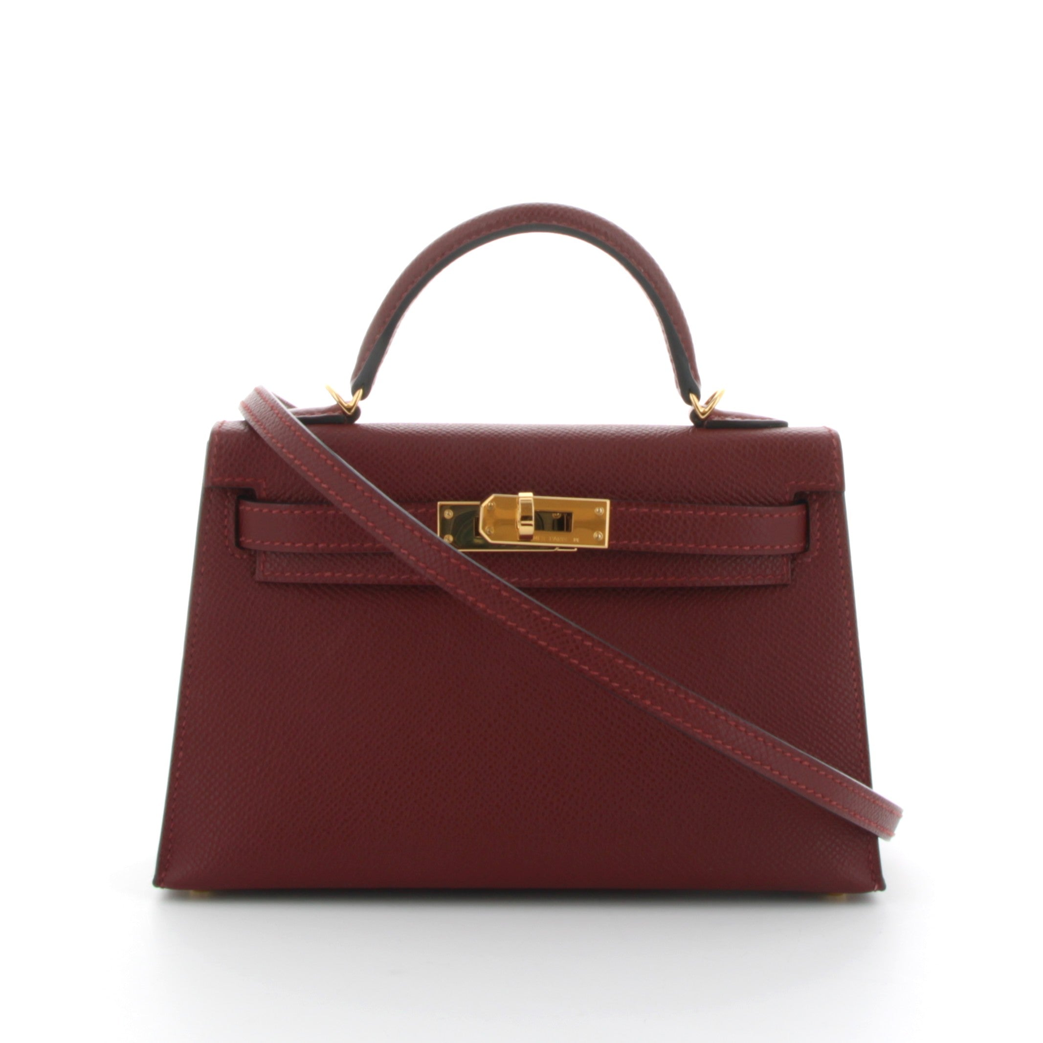 HERMES Kelly 20 Rouge H Epsom Gold Hardware