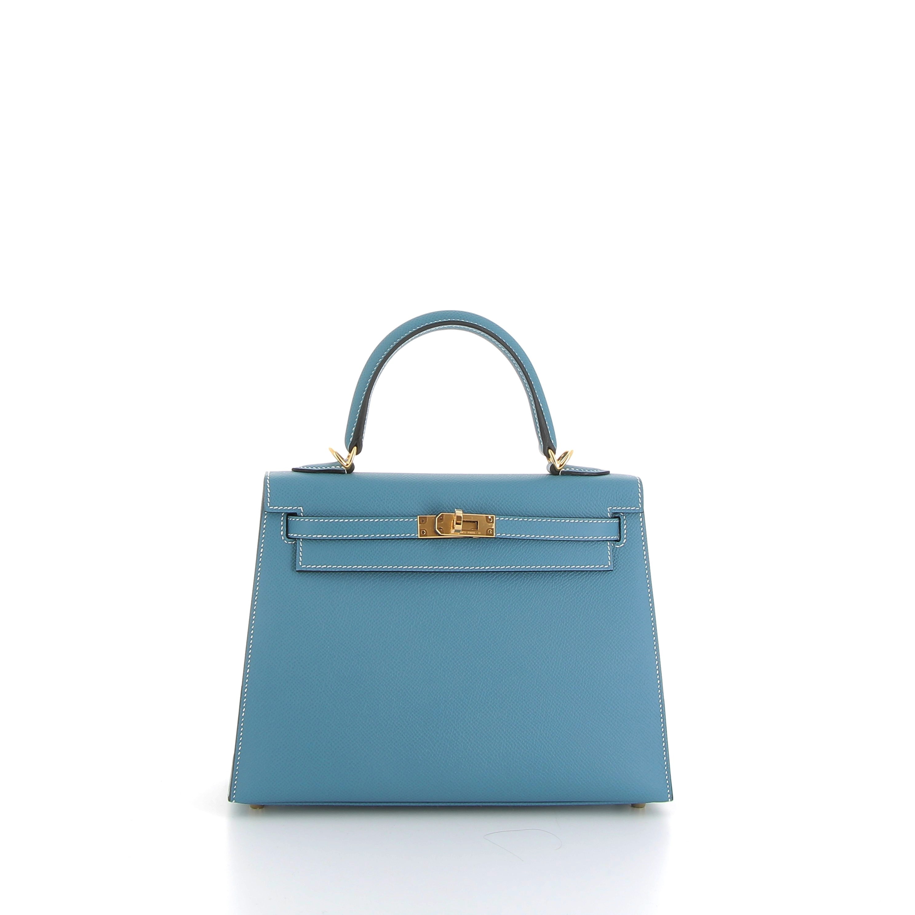 Hermès Kelly 25cm in Bleu Jean Epsom with Gold Hardware