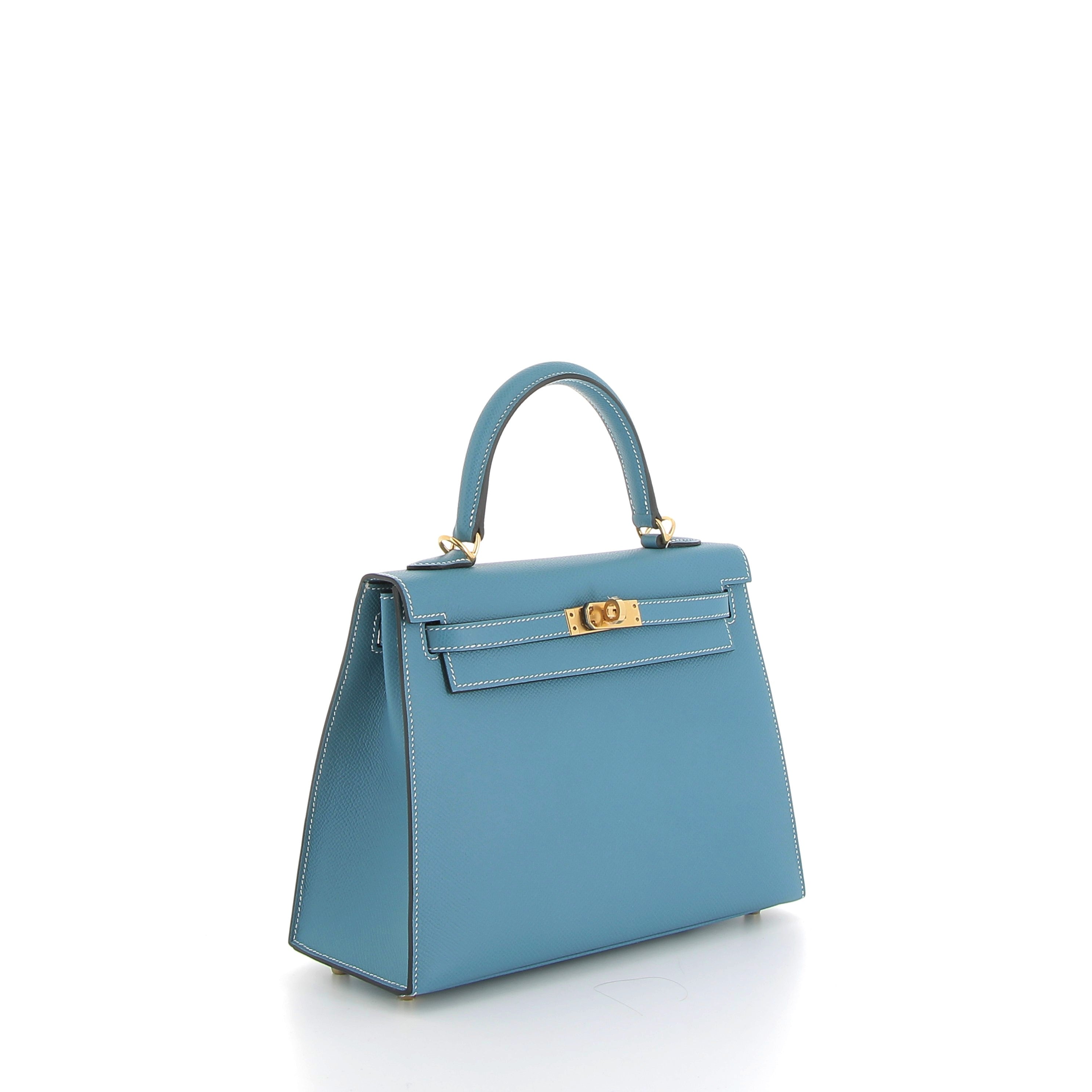 Hermès Kelly 25cm in Bleu Jean Epsom with Gold Hardware
