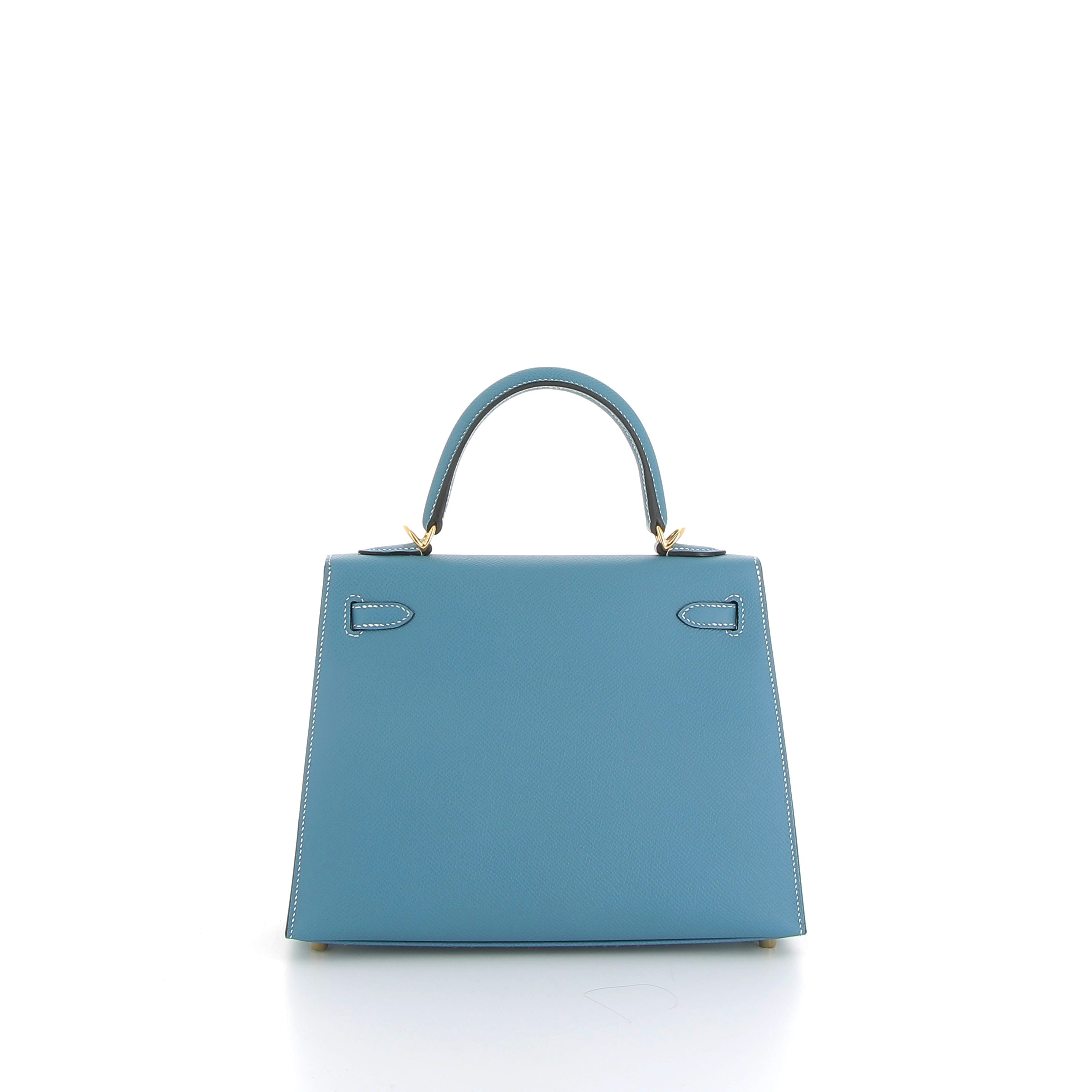 Hermès Kelly 25cm in Bleu Jean Epsom with Gold Hardware