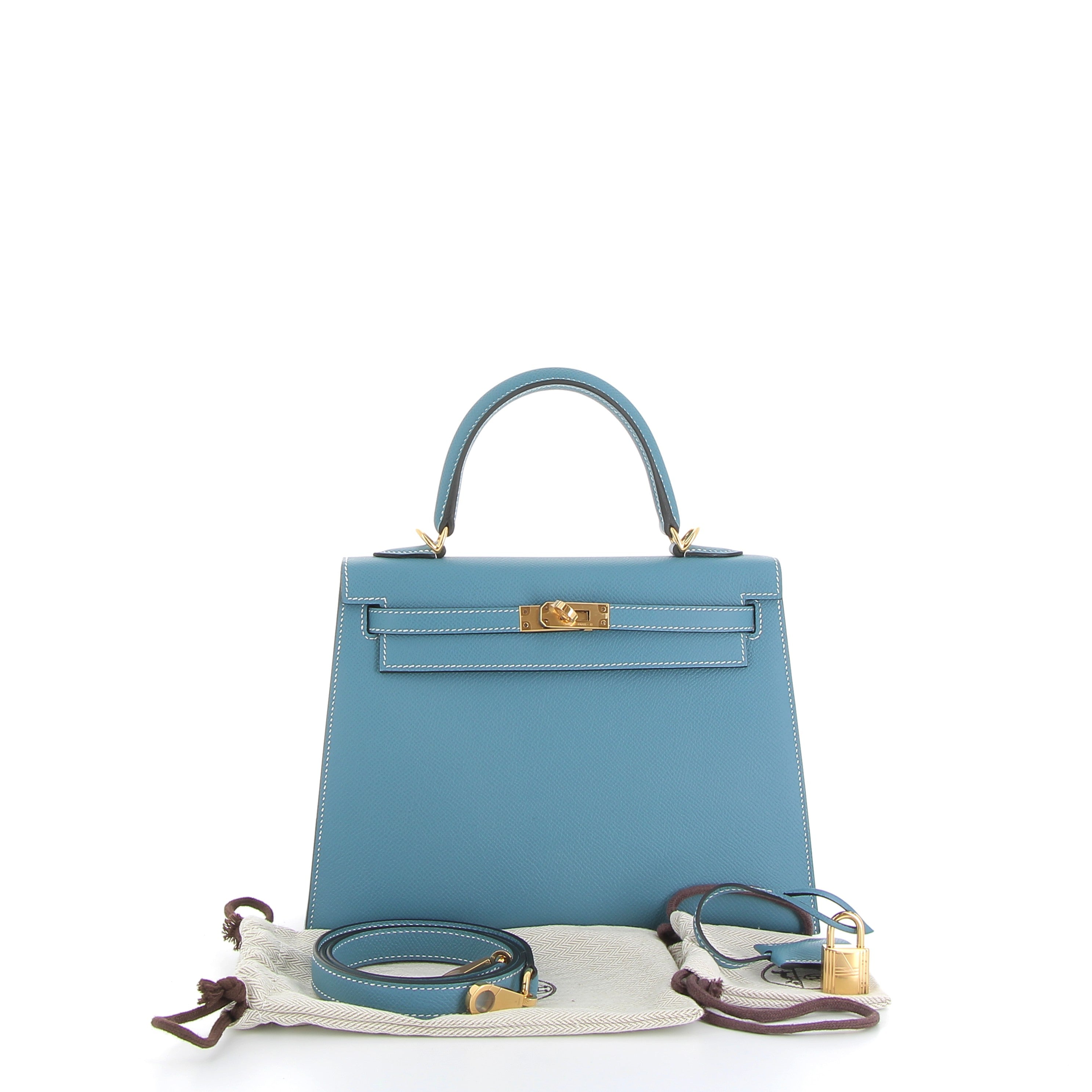 Hermès Kelly 25cm in Bleu Jean Epsom with Gold Hardware