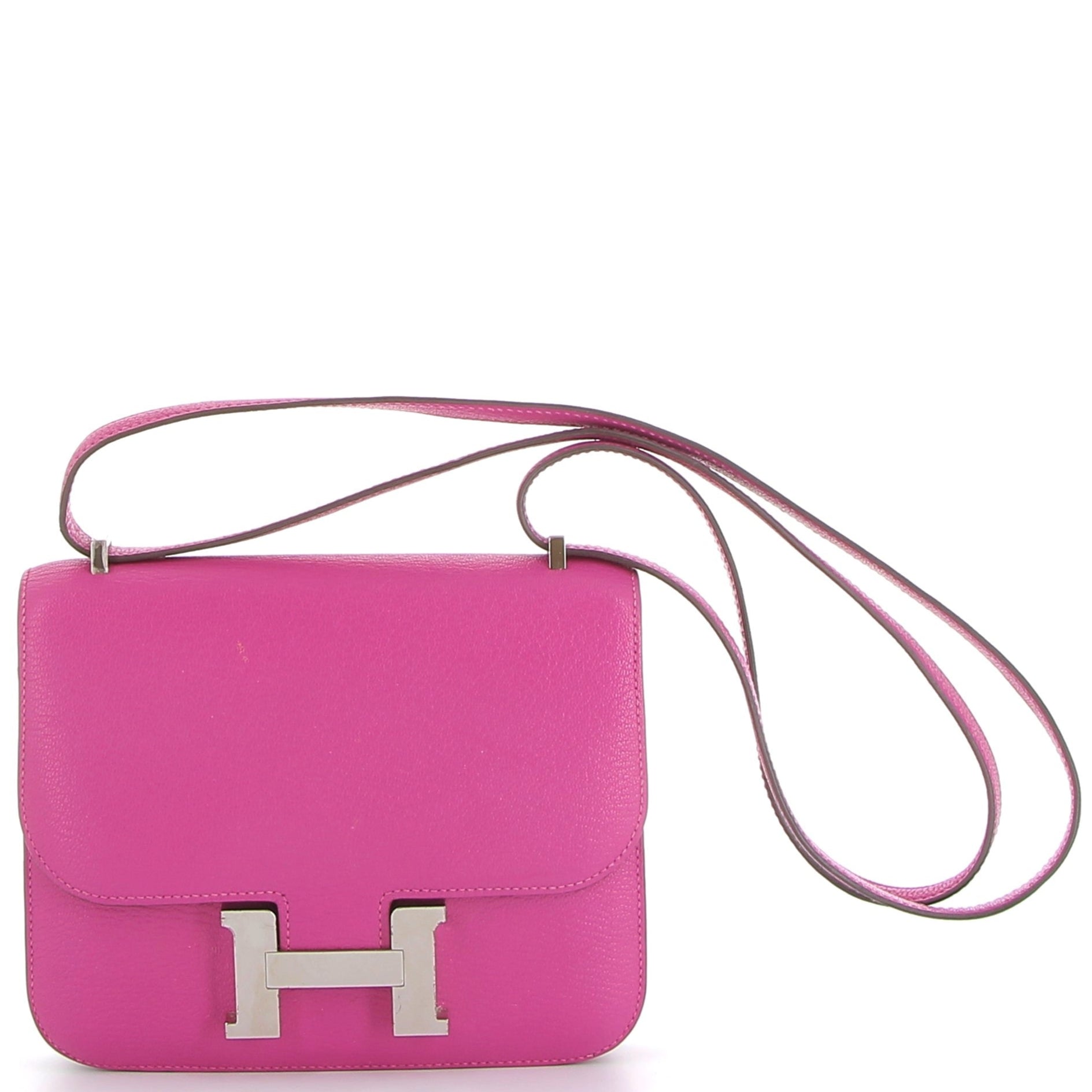 HERMÈS Constance 18 Rose Chèvre Mysore Palladium hardware