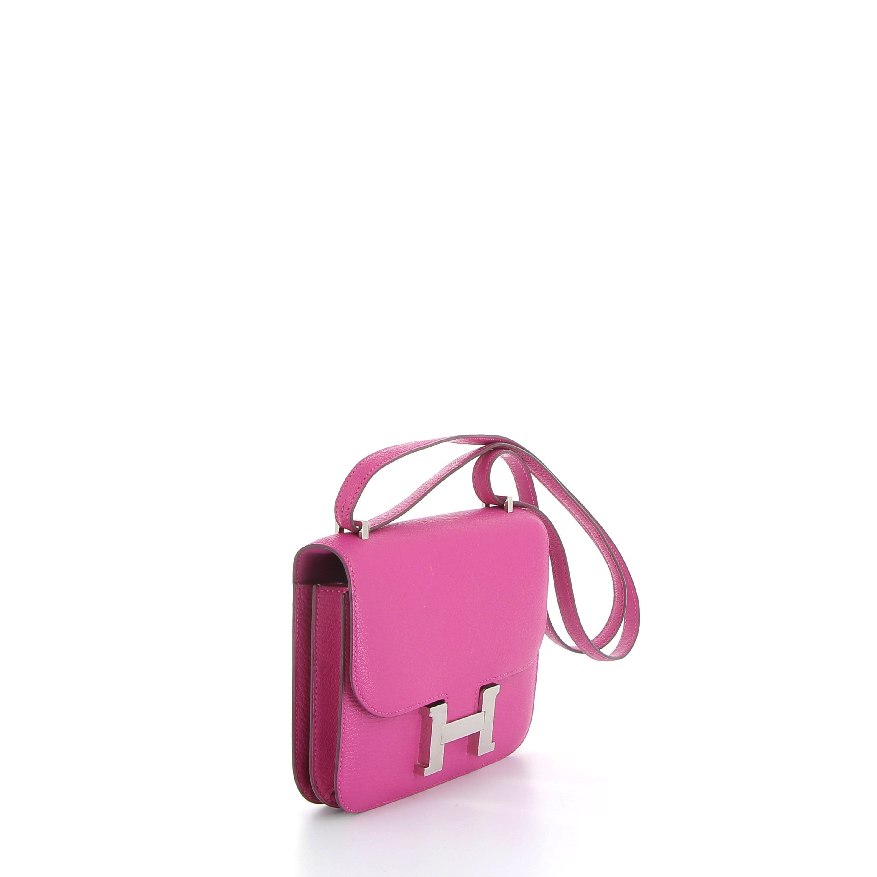 HERMÈS Constance 18 Rose Chèvre Mysore Palladium hardware