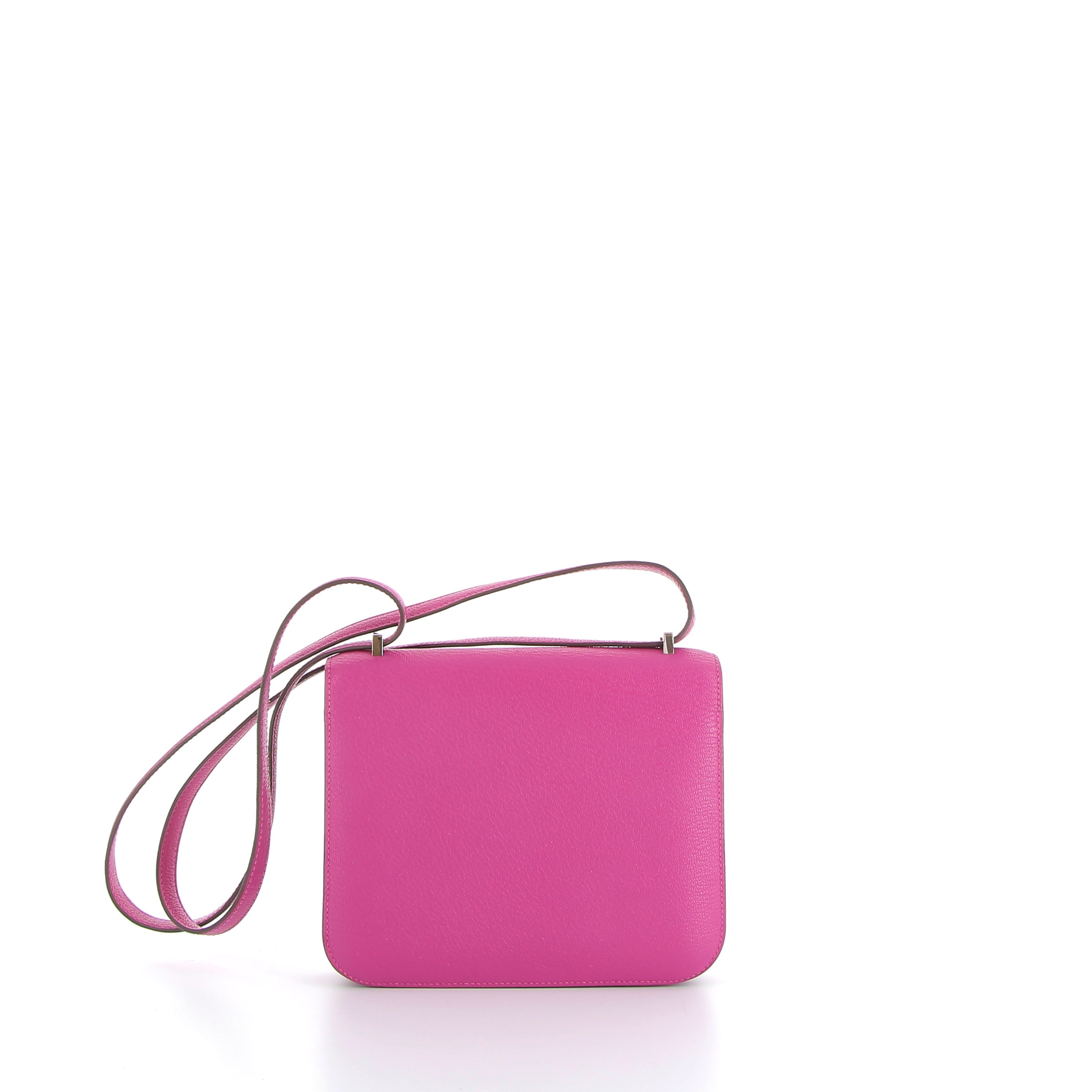 HERMÈS Constance 18 Rose Chèvre Mysore Palladium hardware
