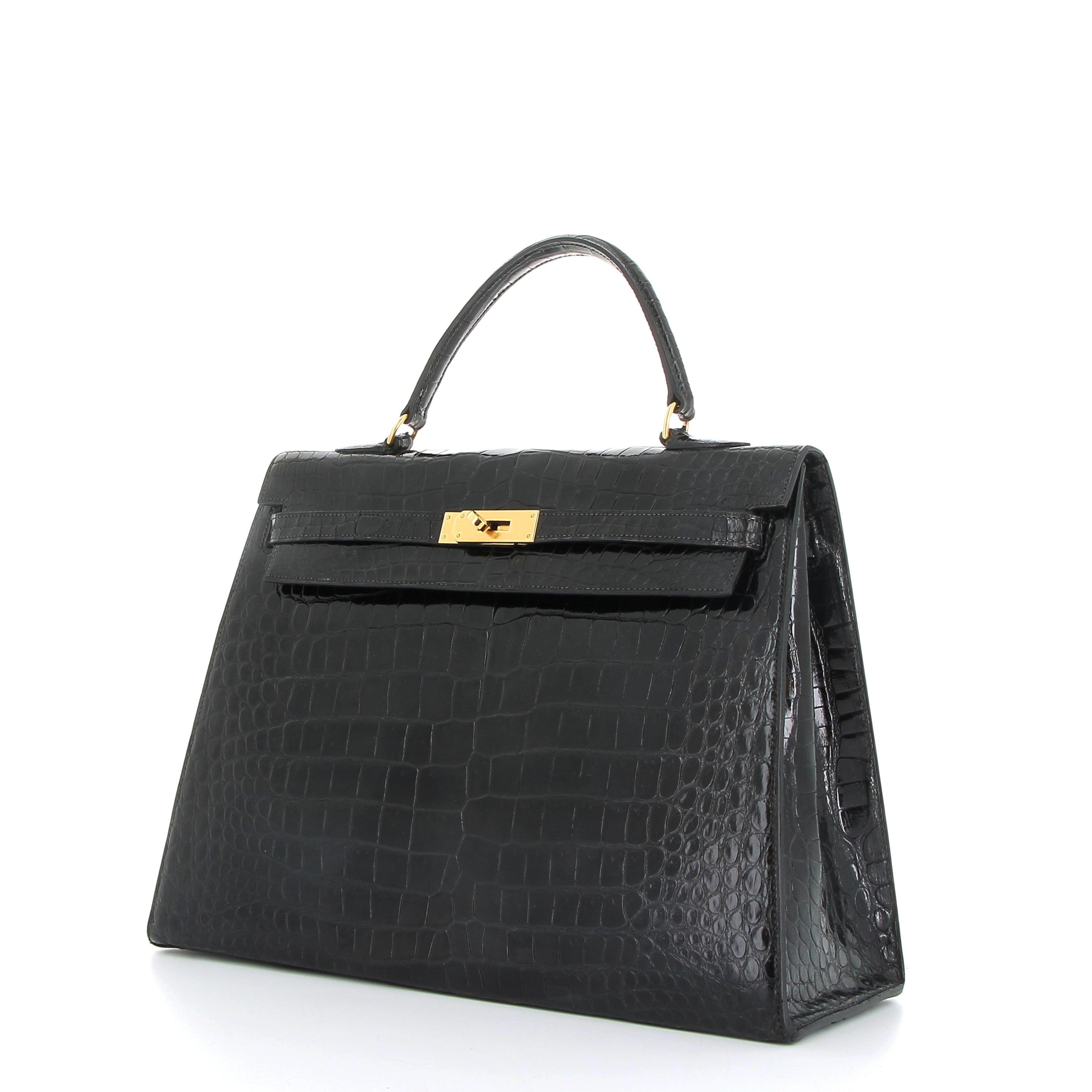 Hermès Kelly 35cm in Black Crocodile Porosus