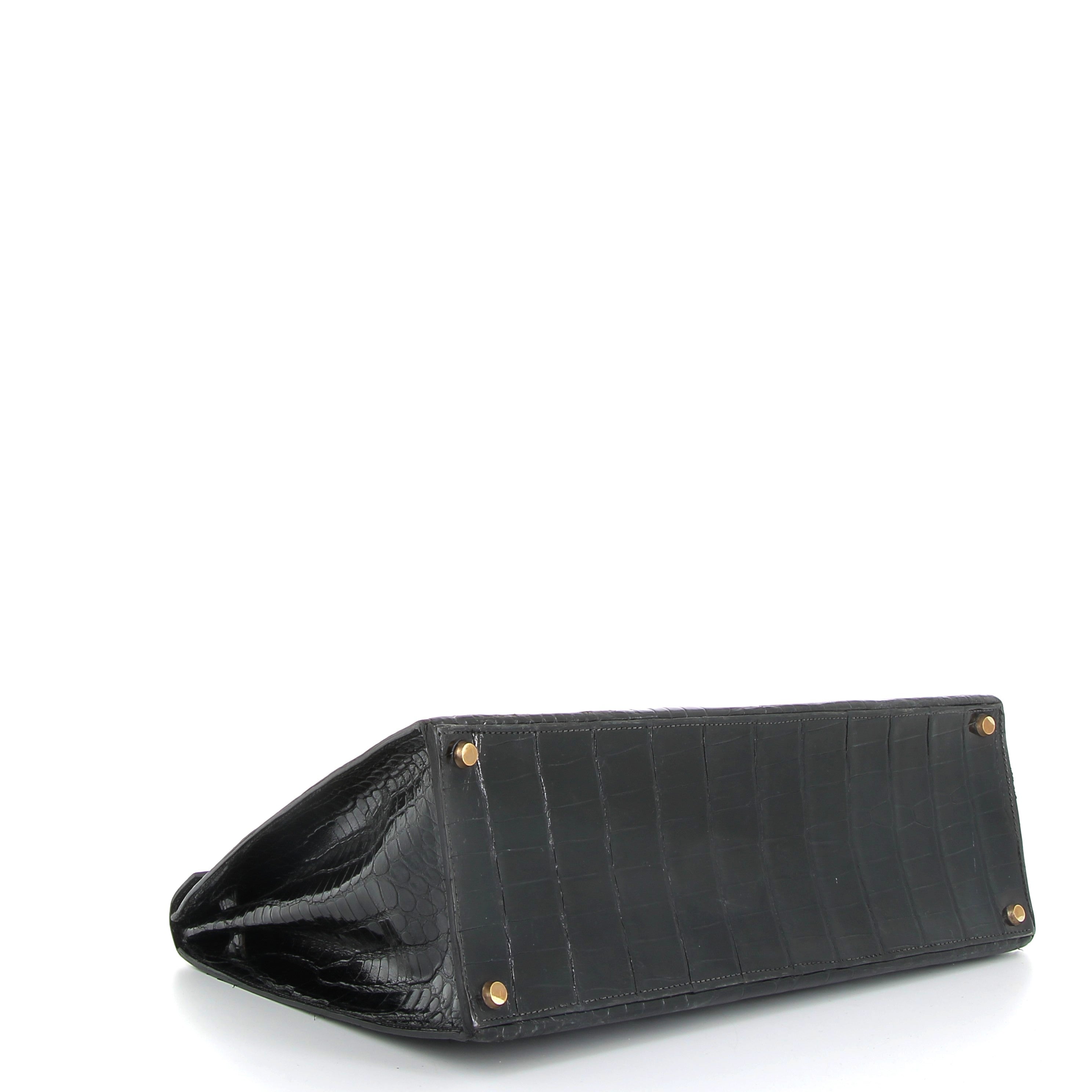 Hermès Kelly 35cm in Black Crocodile Porosus