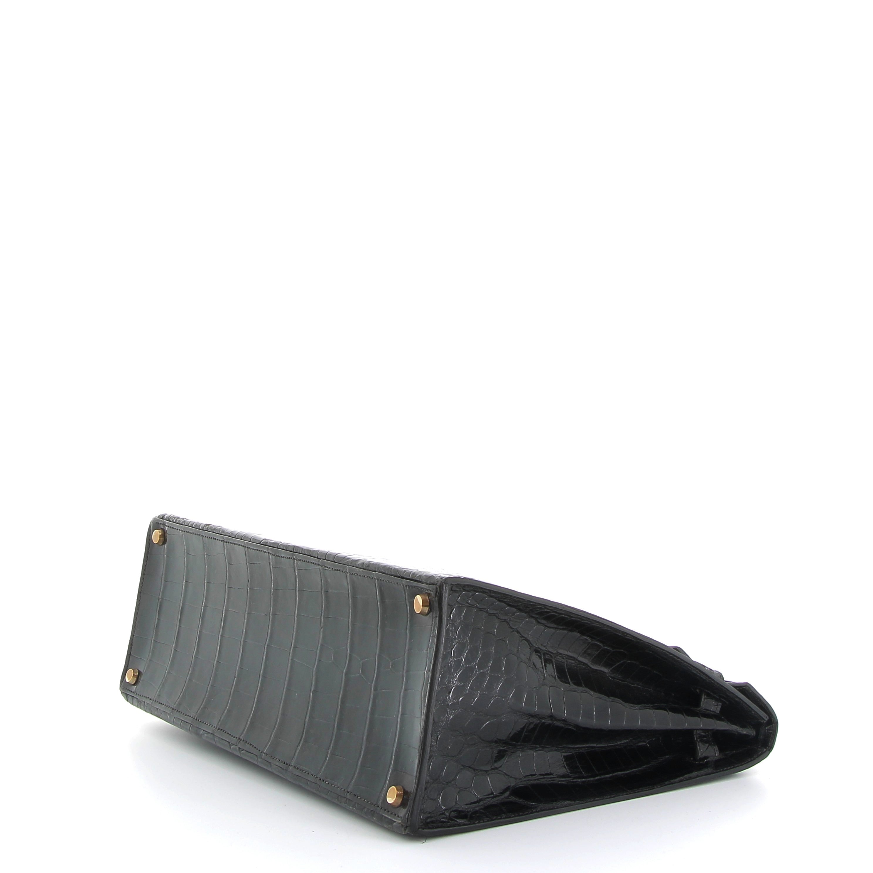 Hermès Kelly 35cm in Black Crocodile Porosus