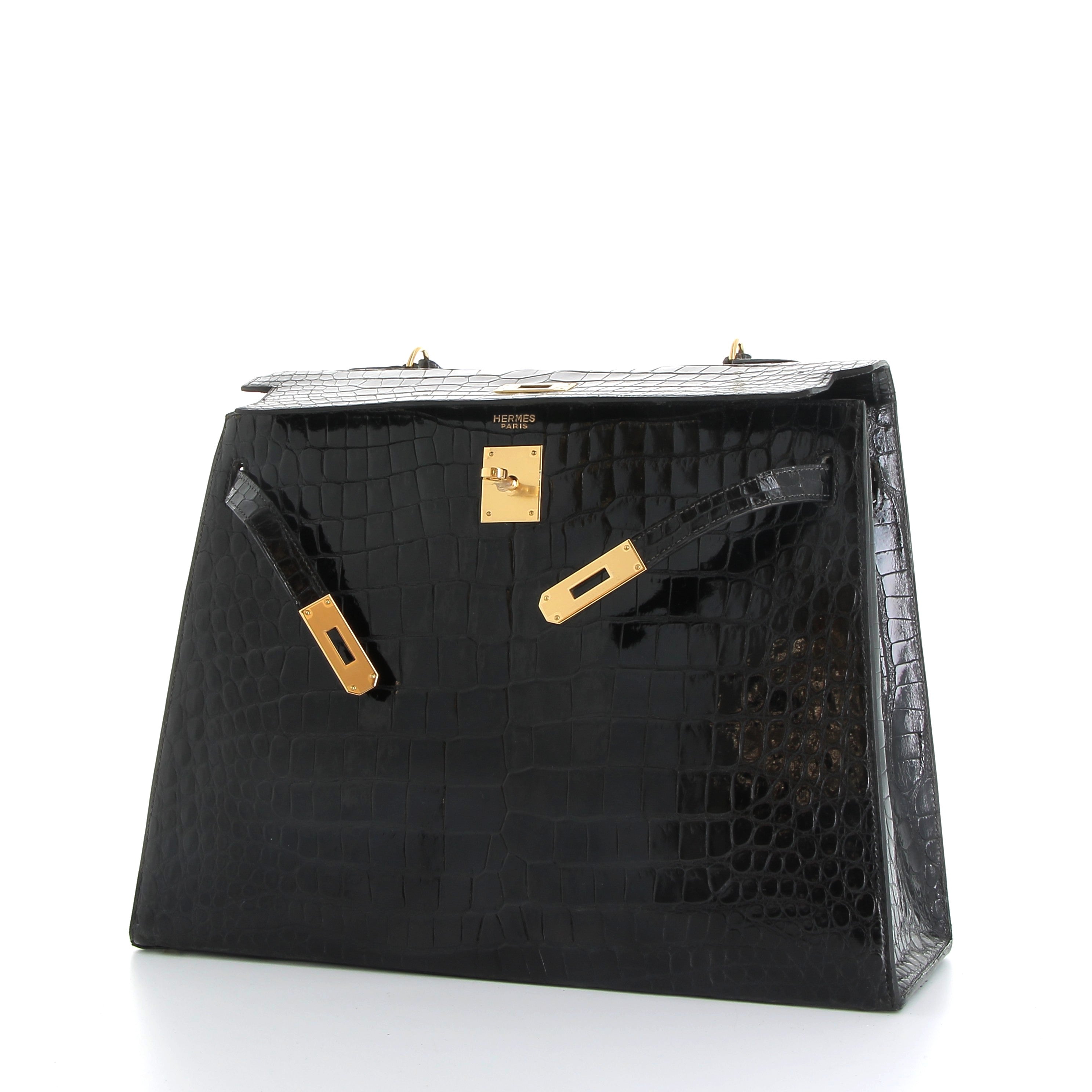 Hermès Kelly 35cm in Black Crocodile Porosus