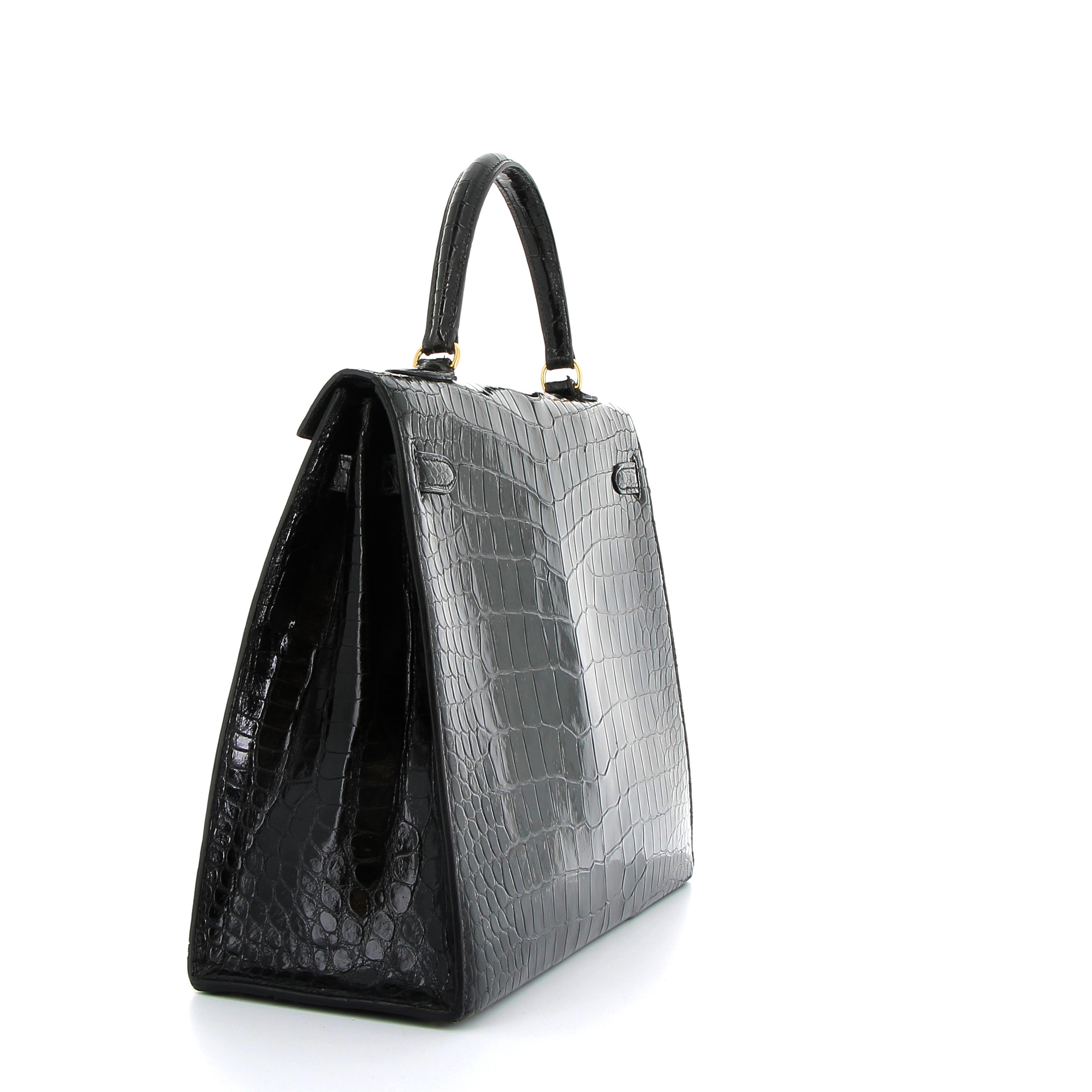 Hermès Kelly 35cm in Black Crocodile Porosus