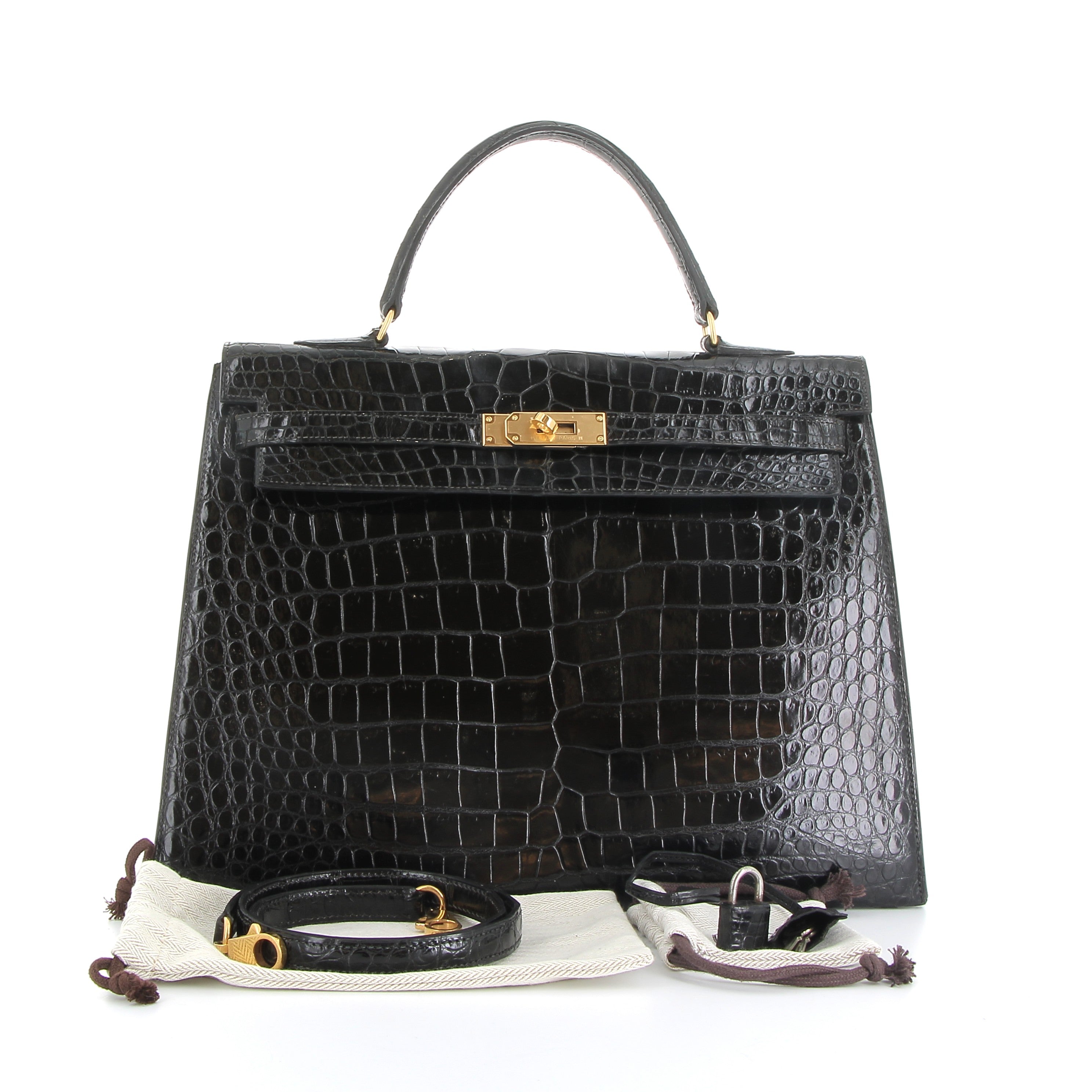 Hermès Kelly 35cm in Black Crocodile Porosus