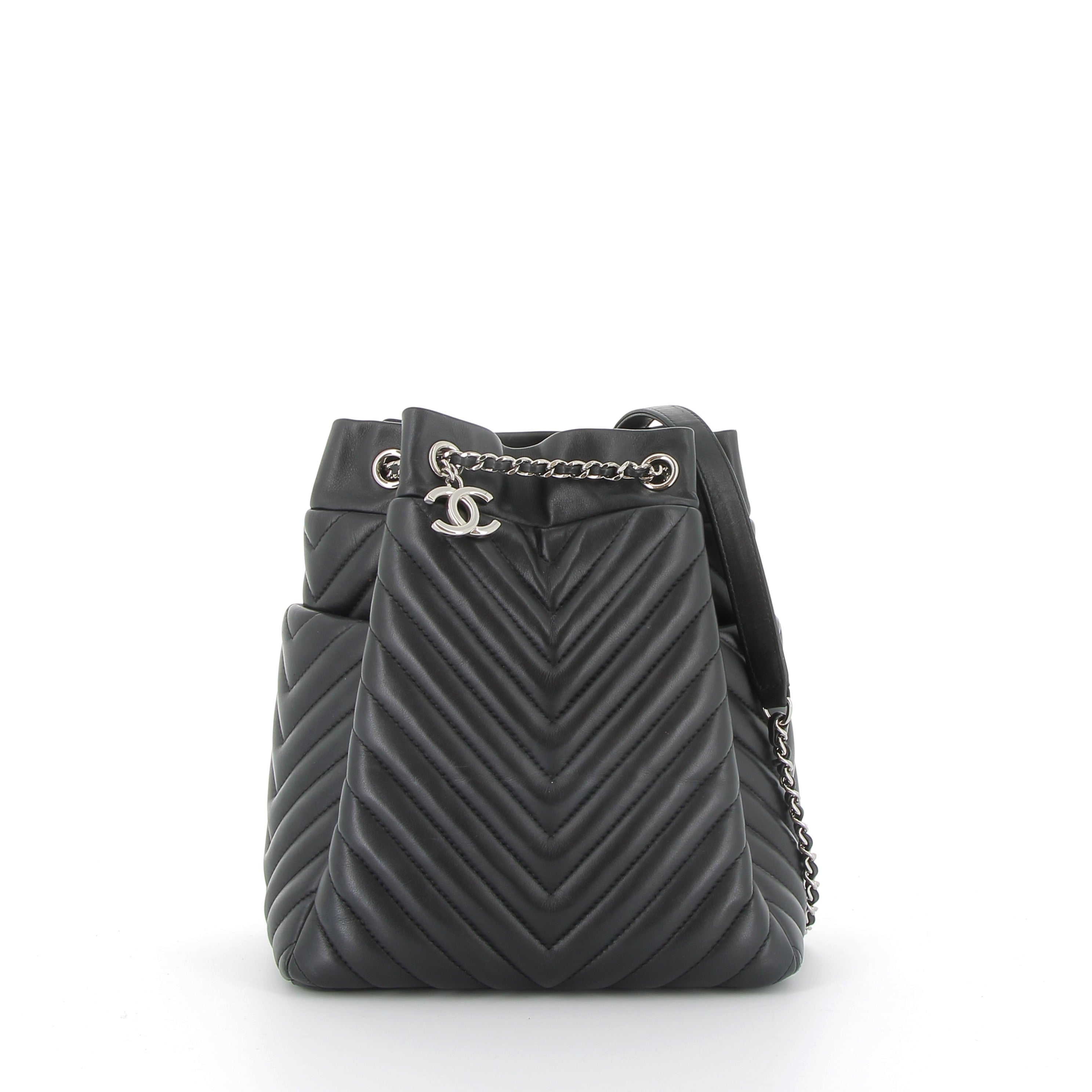 Chanel Noir Urban Spirit Bucket Bag With Silver Hardware