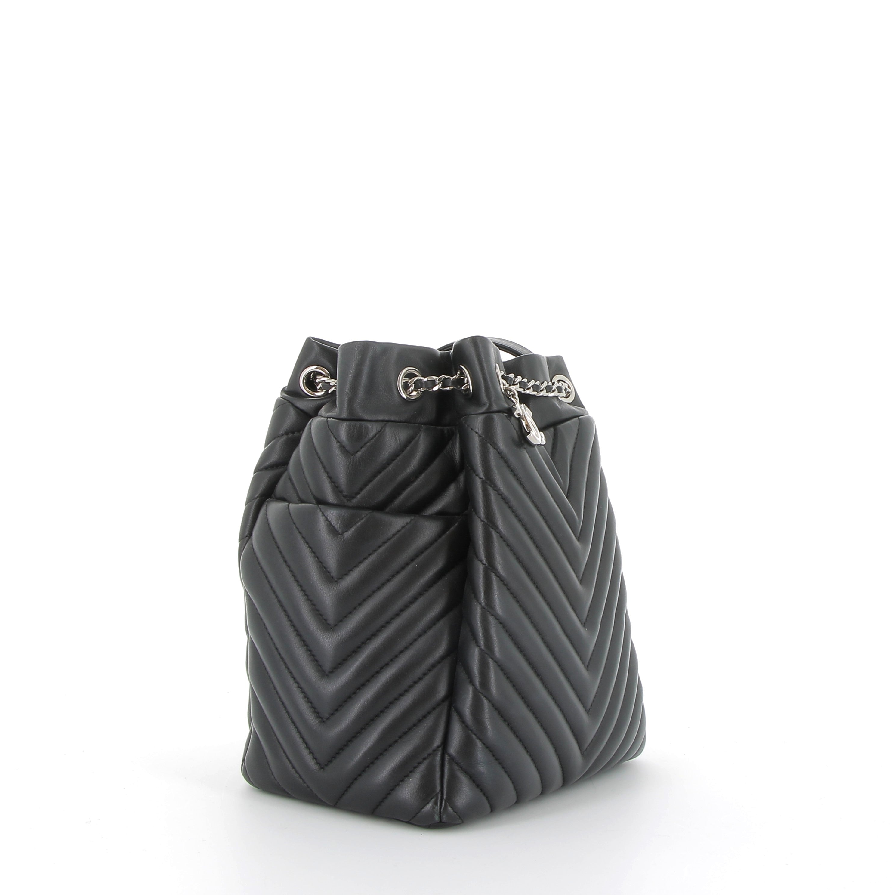 Chanel Noir Urban Spirit Bucket Bag With Silver Hardware