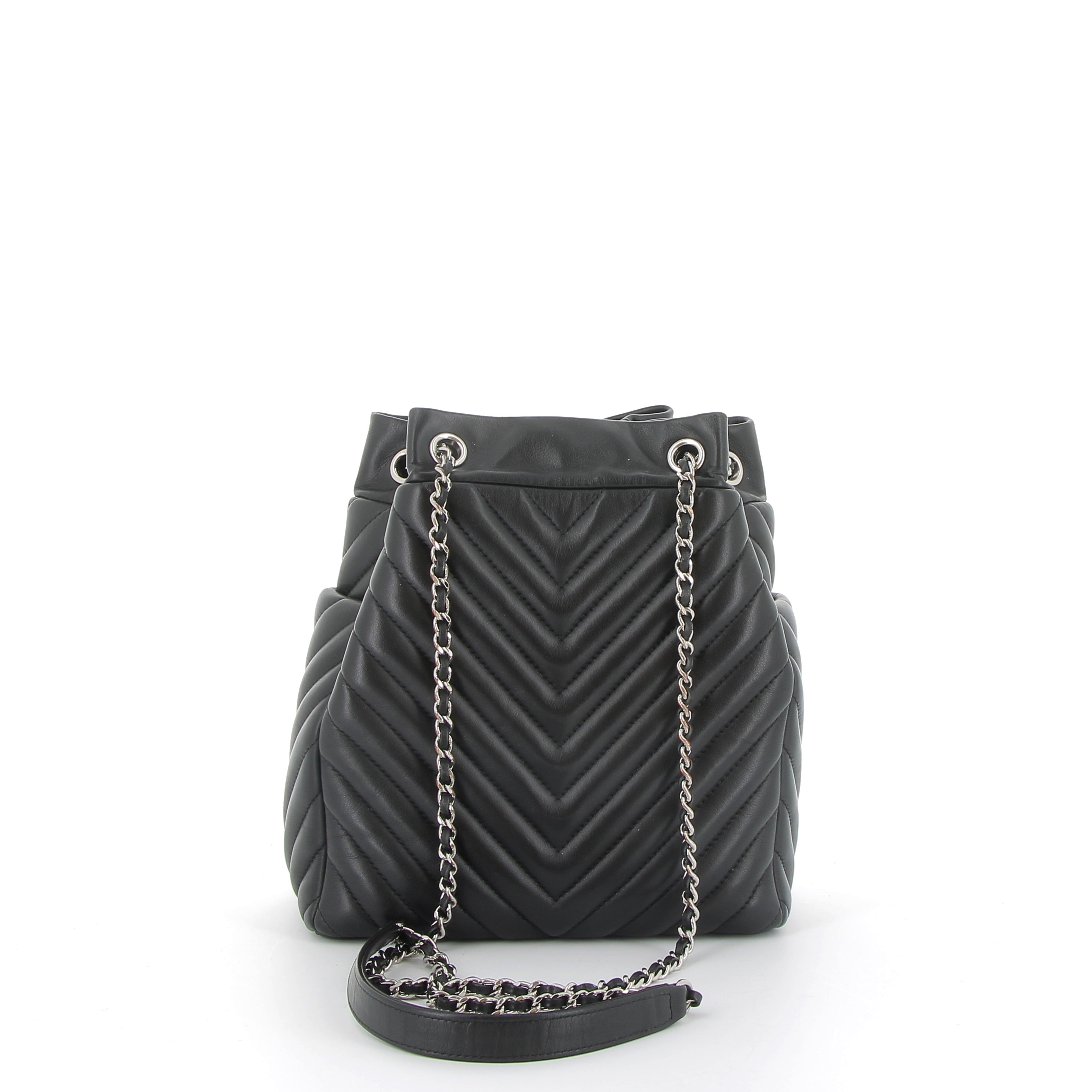 Chanel Noir Urban Spirit Bucket Bag With Silver Hardware