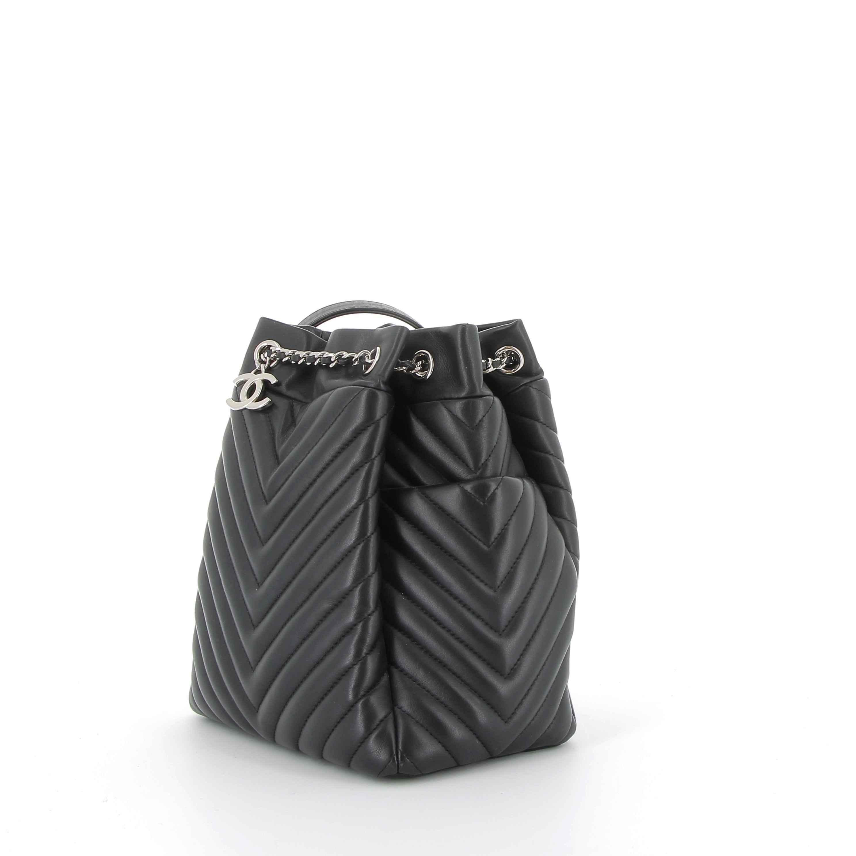 Chanel Noir Urban Spirit Bucket Bag With Silver Hardware