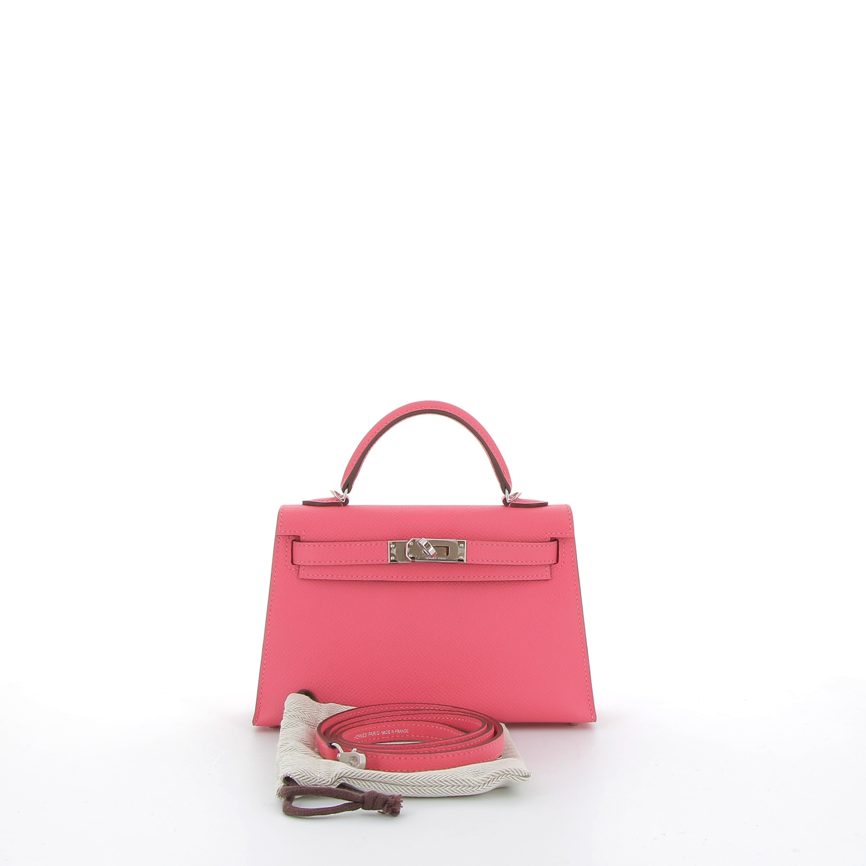 Hermès Mini Kelly 20cm in Rose Azalèe Epsom Leather with Palladium Hardware