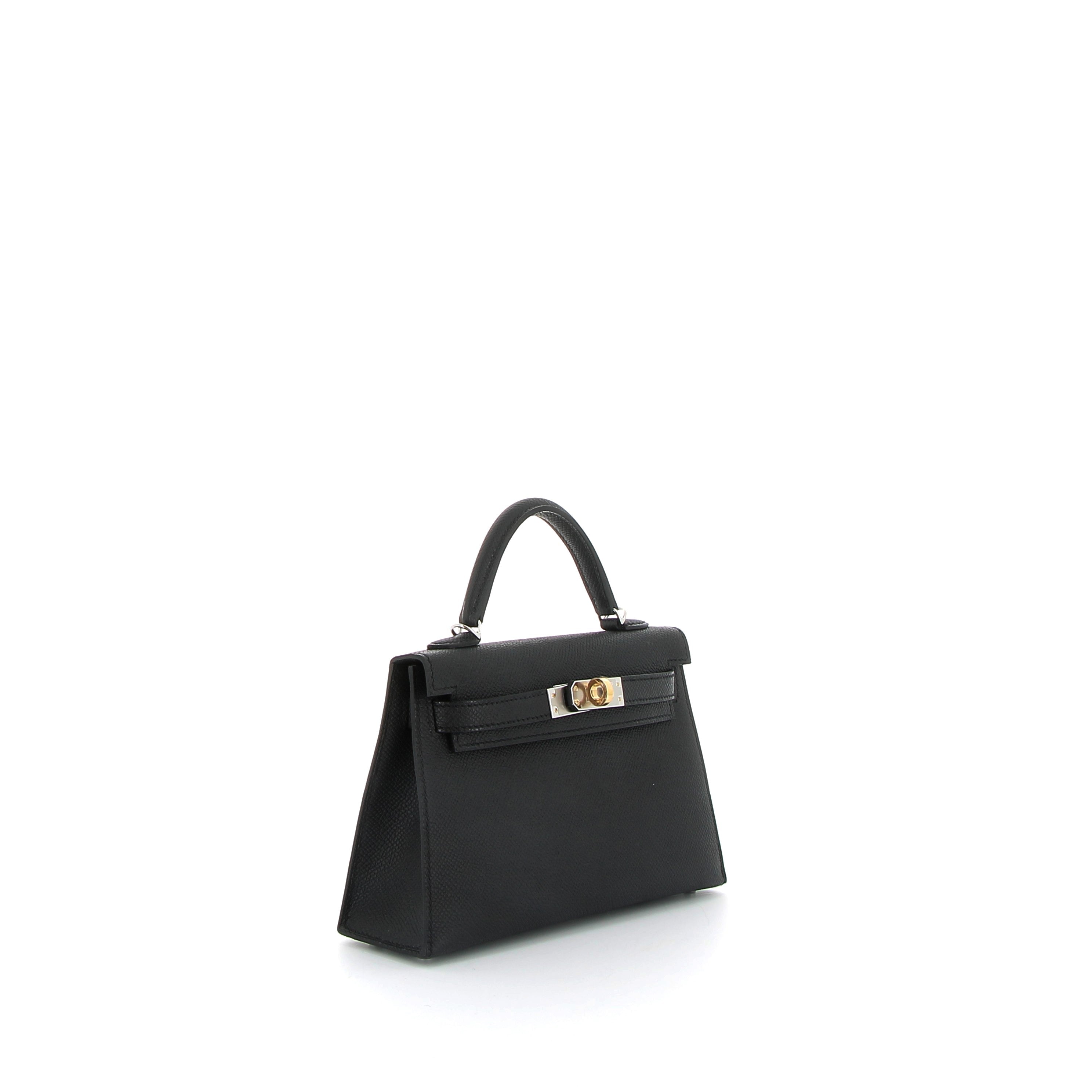HERMÈS Kelly 20 Noir Epsom leather Electrum hardware