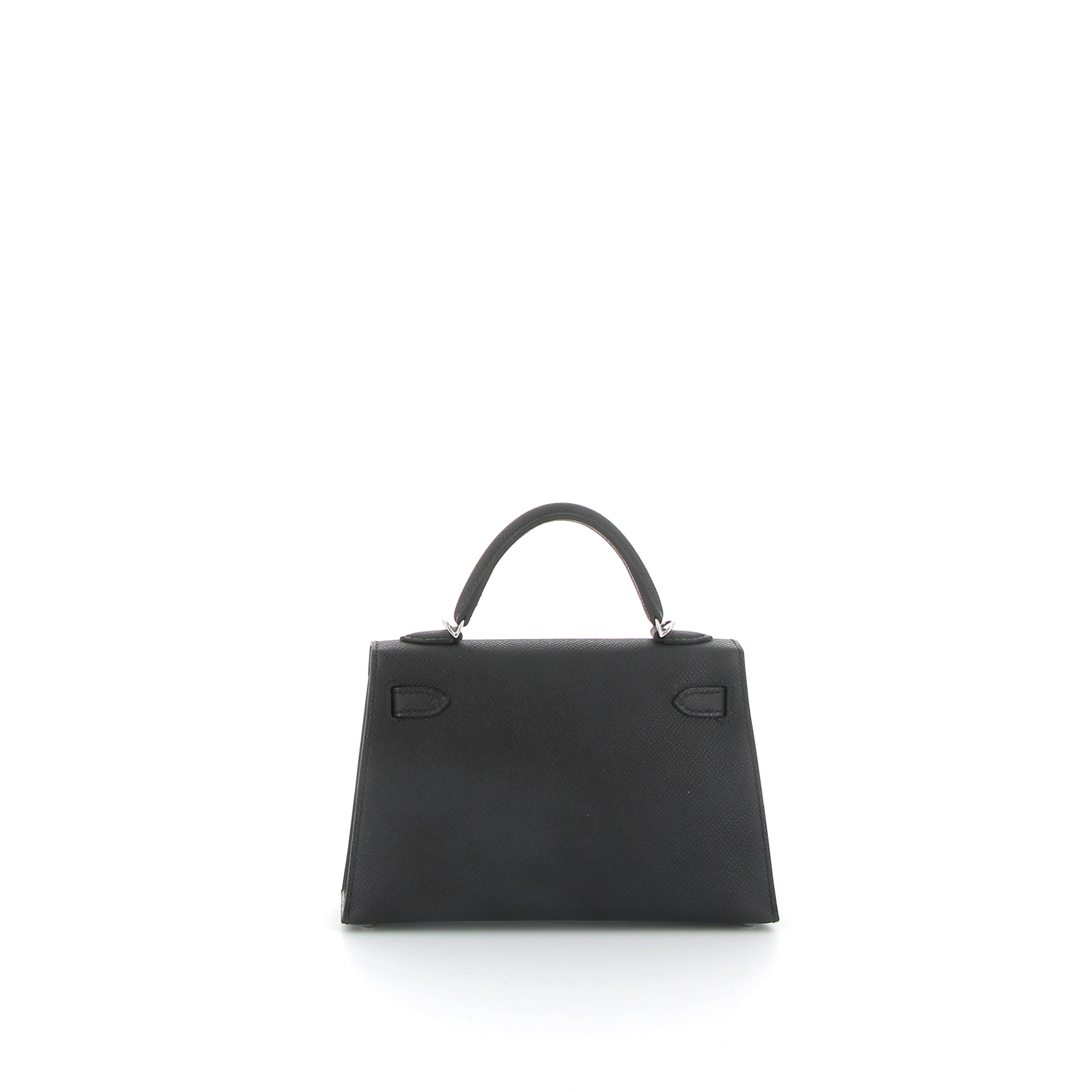 HERMÈS Kelly 20 Noir Epsom leather Electrum hardware