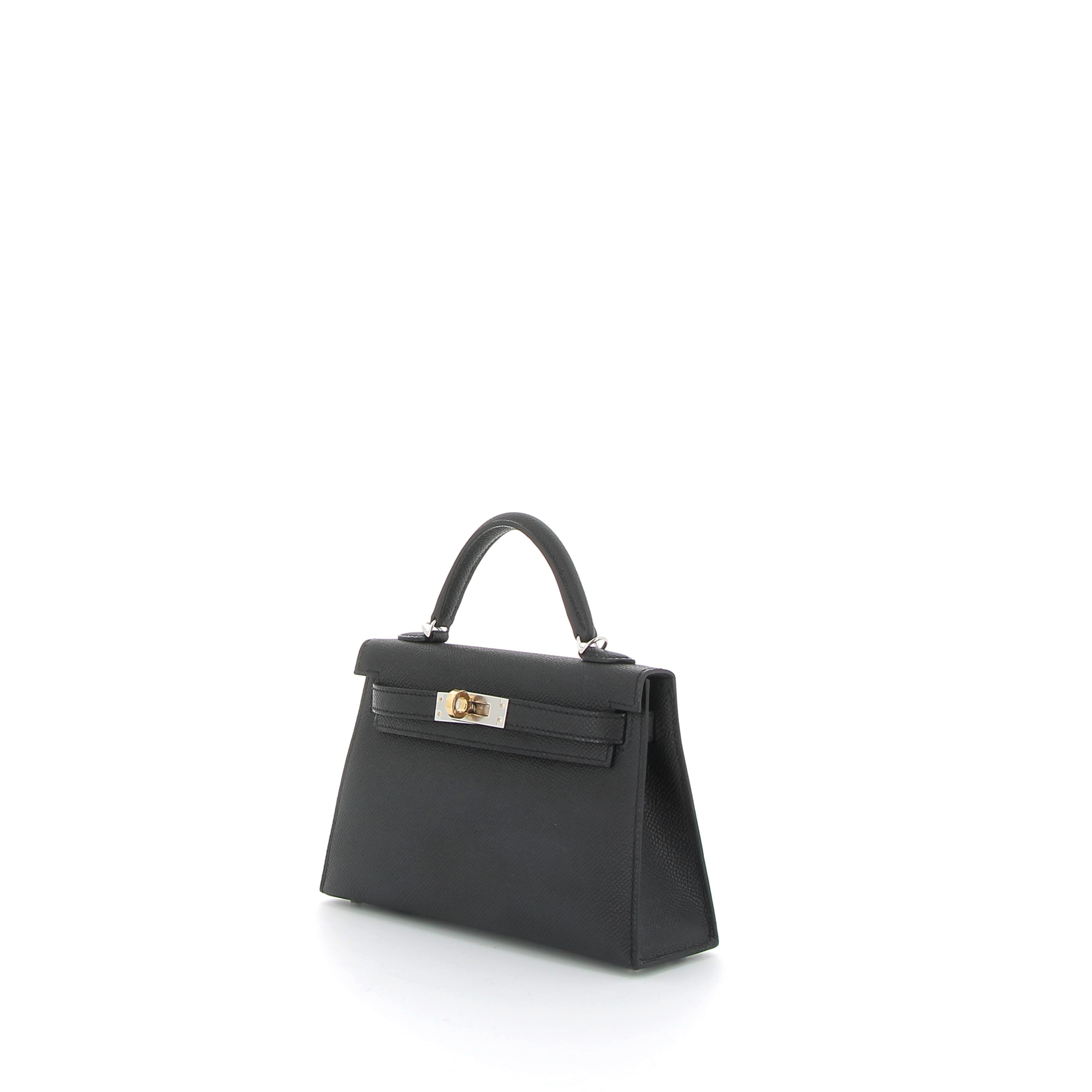 HERMÈS Kelly 20 Noir Epsom leather Electrum hardware