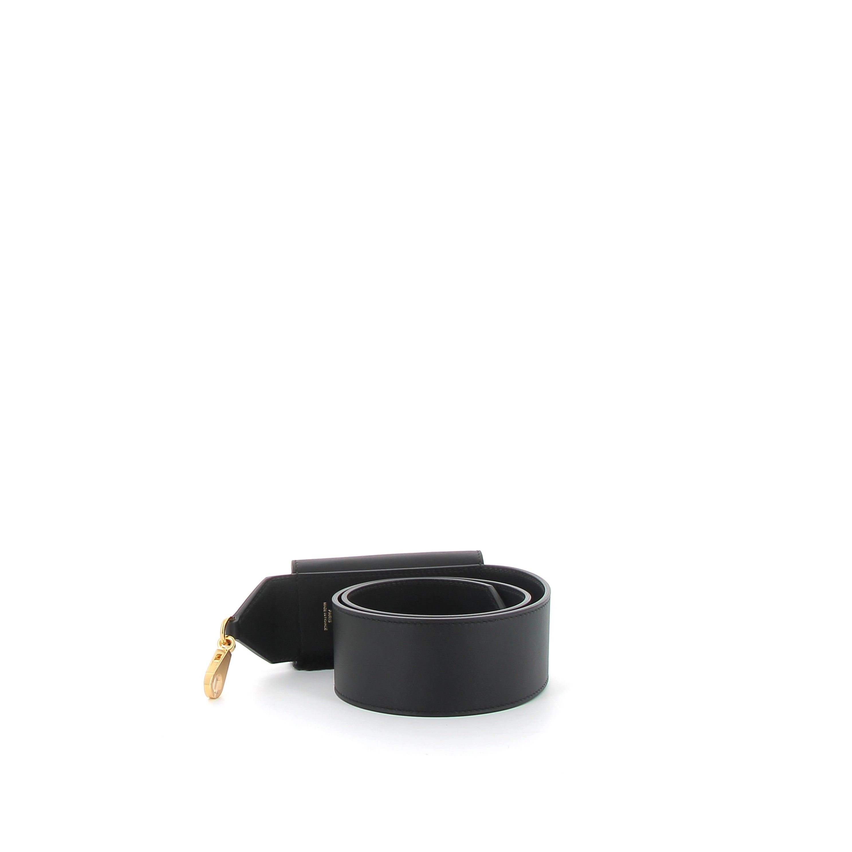 HERMÈS Sangle Teddy leather Black gold hardware (GHW)