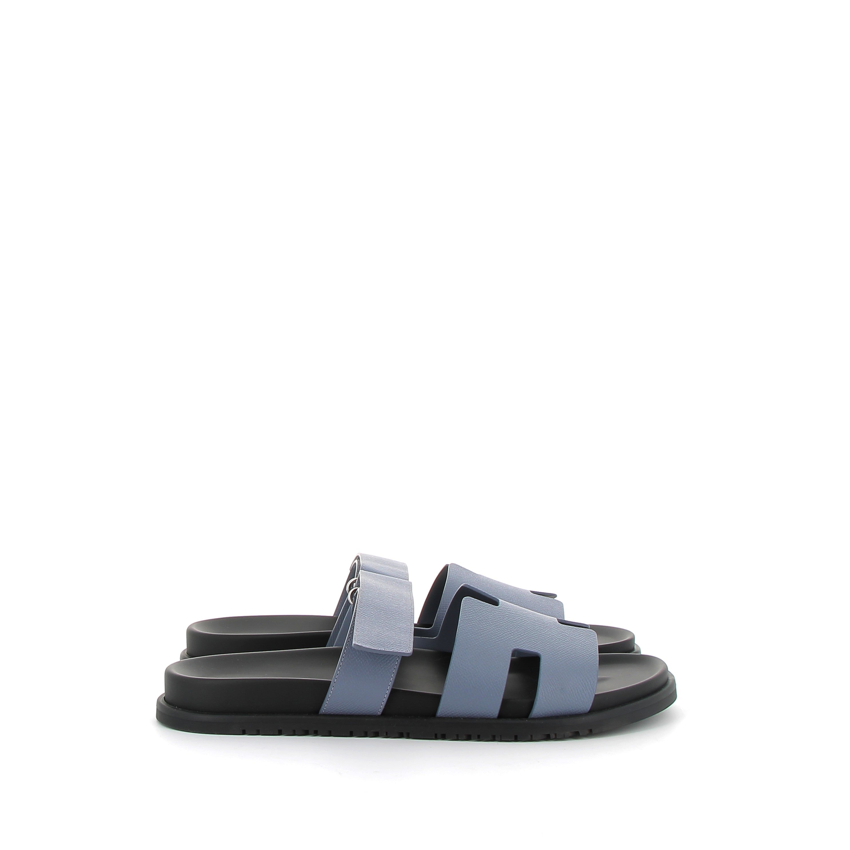HERMÈS Chypre Sandals Medium Blue Epsom leather