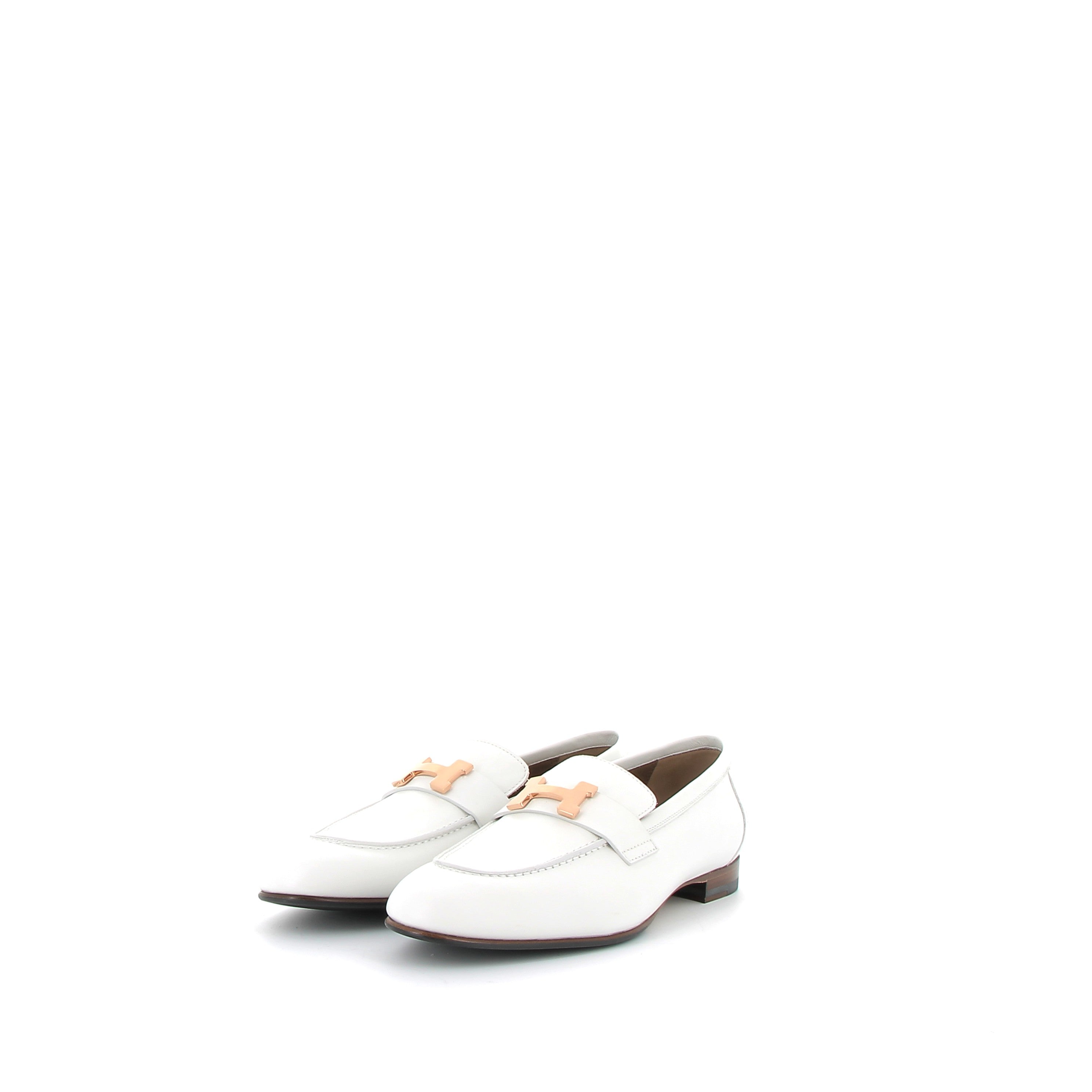 HERMÈS Moccasins White Leather Pink Buckle