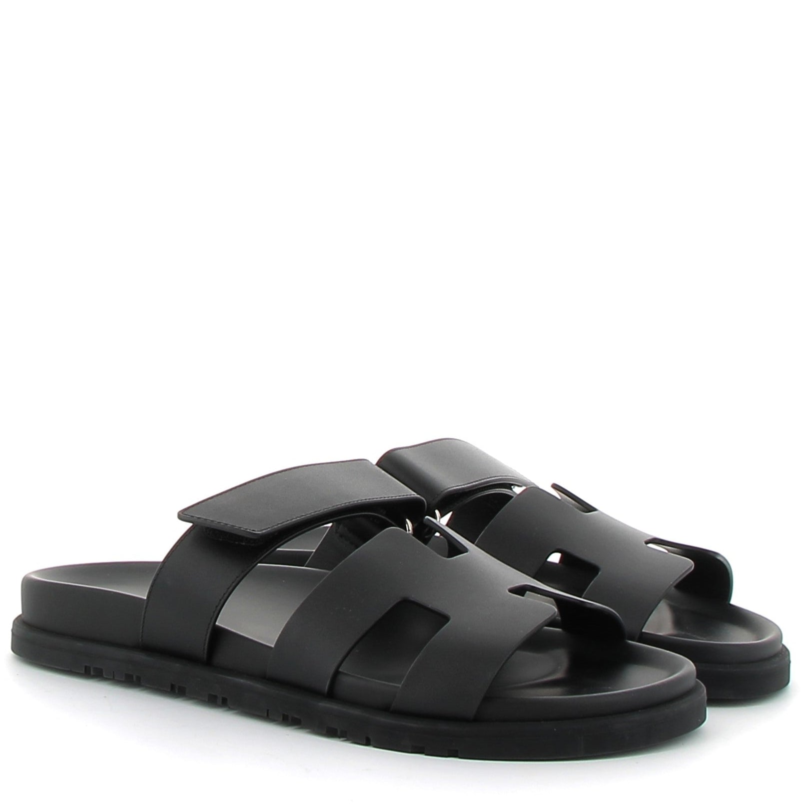 HERMÈS Chypre Sandals Swift Leather Black