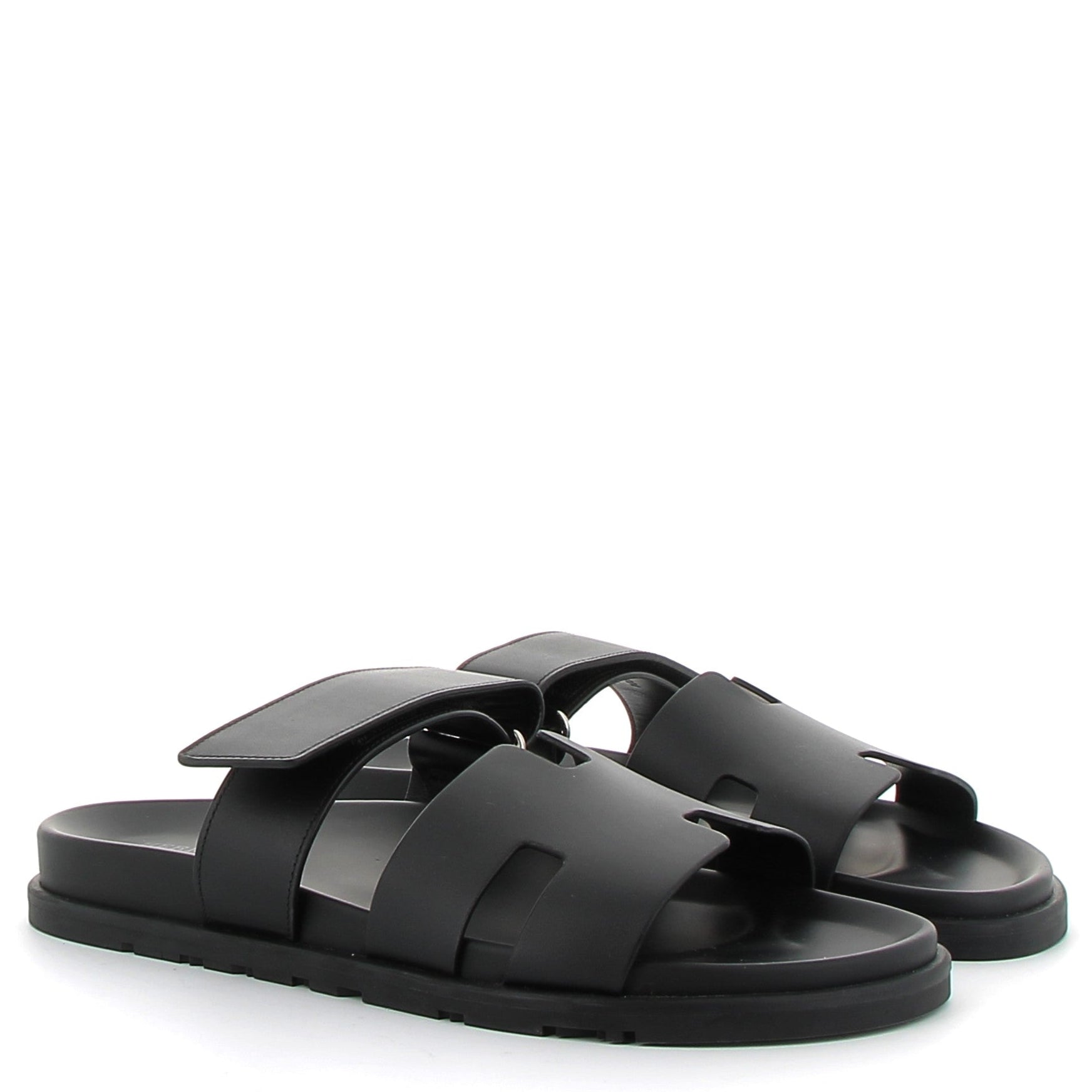 HERMÈS Chypre Sandals Swift leather Black
