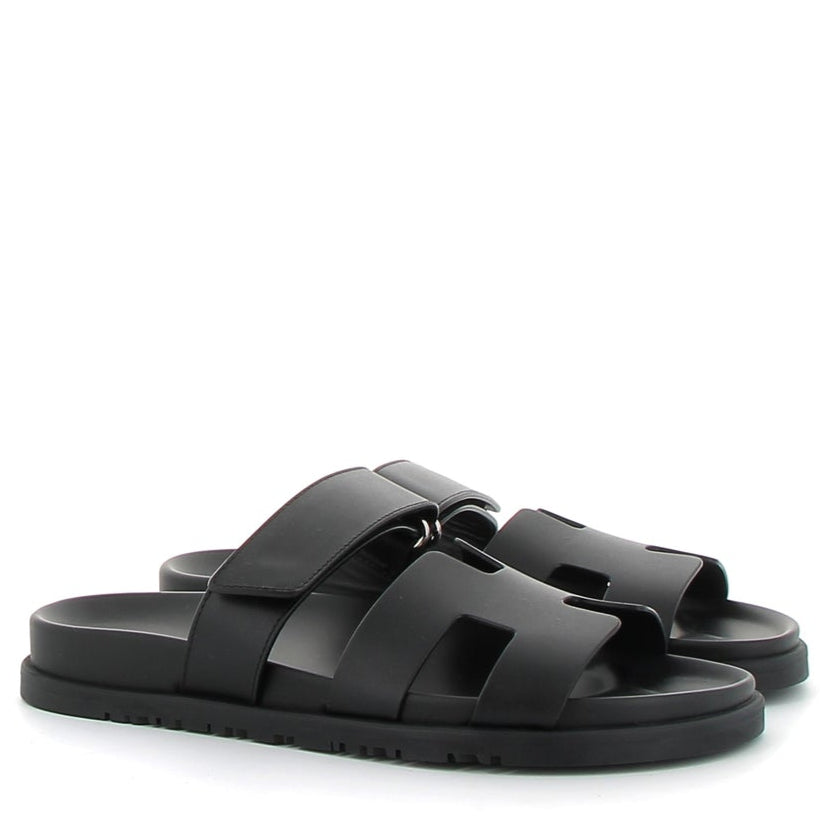 HERMÈS Chypre Sandals Swift leather Black
