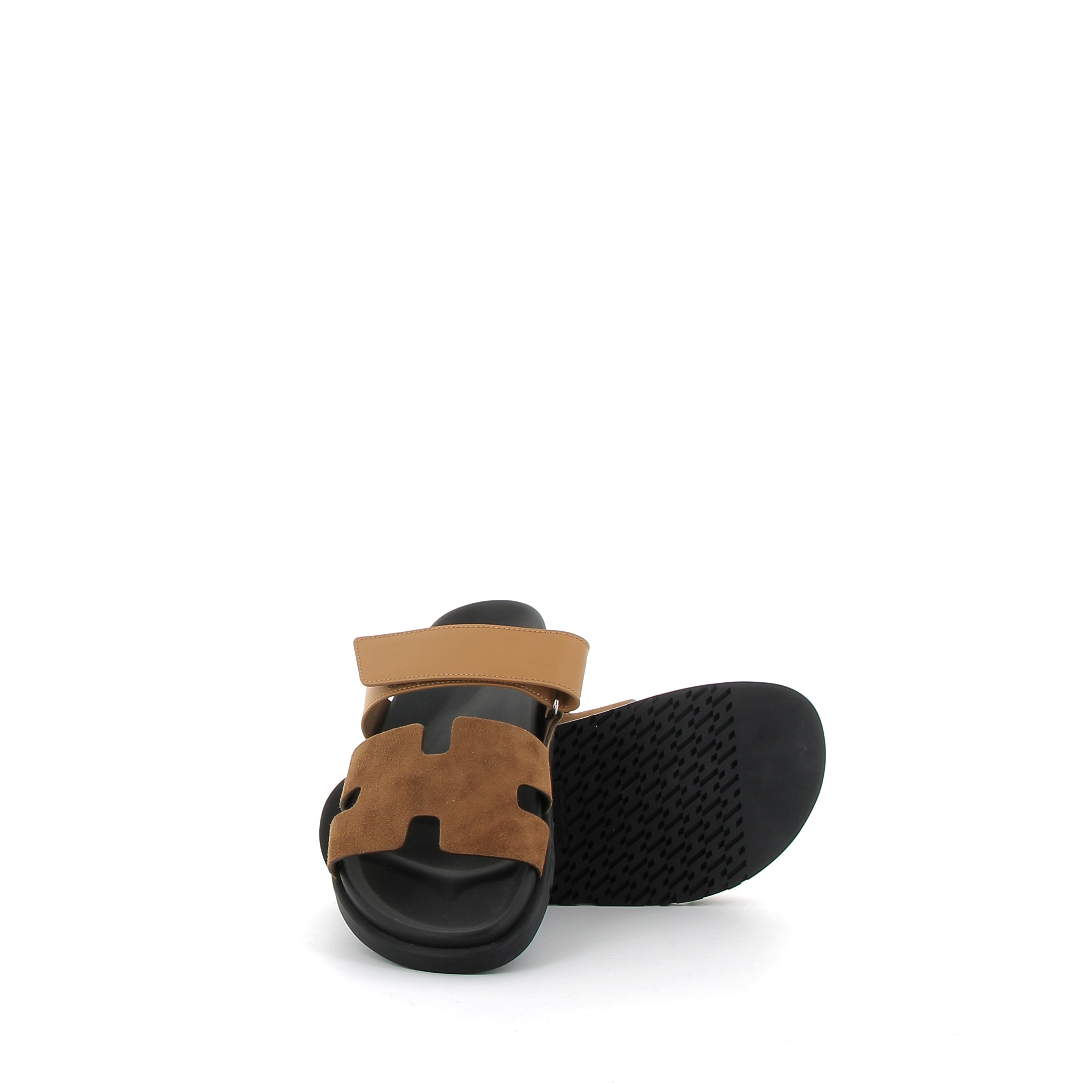 HERMÈS Chypre Sandals Swift and Velour leather Naturel Beige