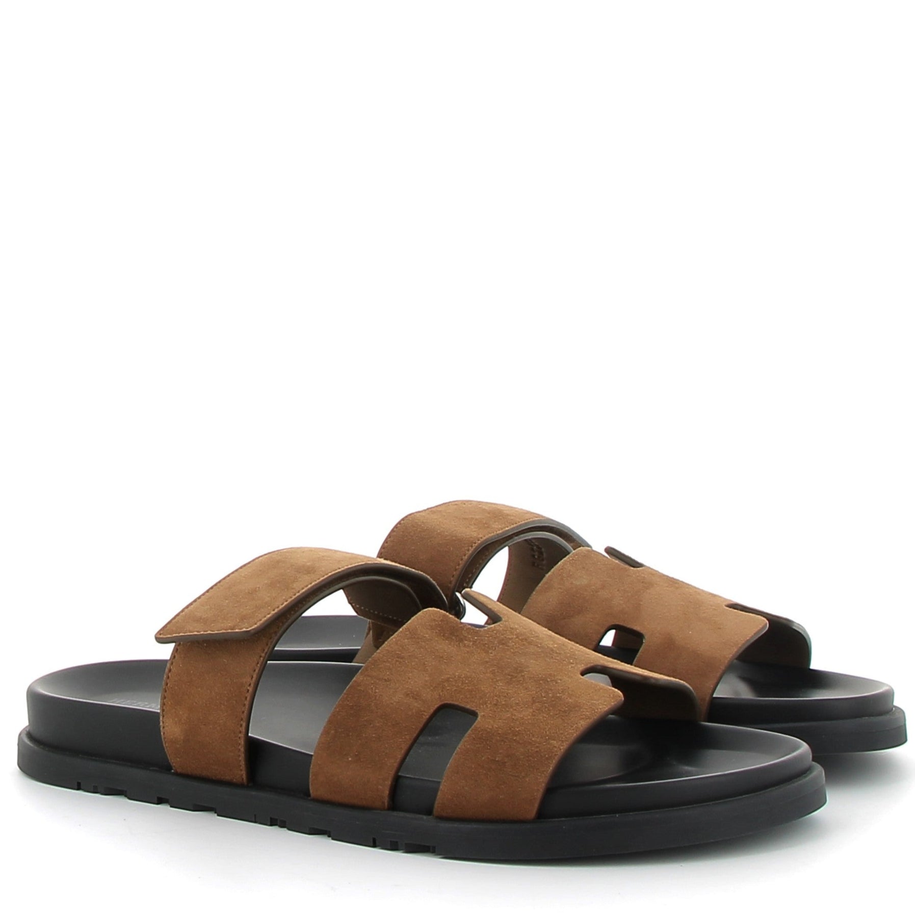 HERMÈS Chypre Sandals Velour Nata Gold hardware