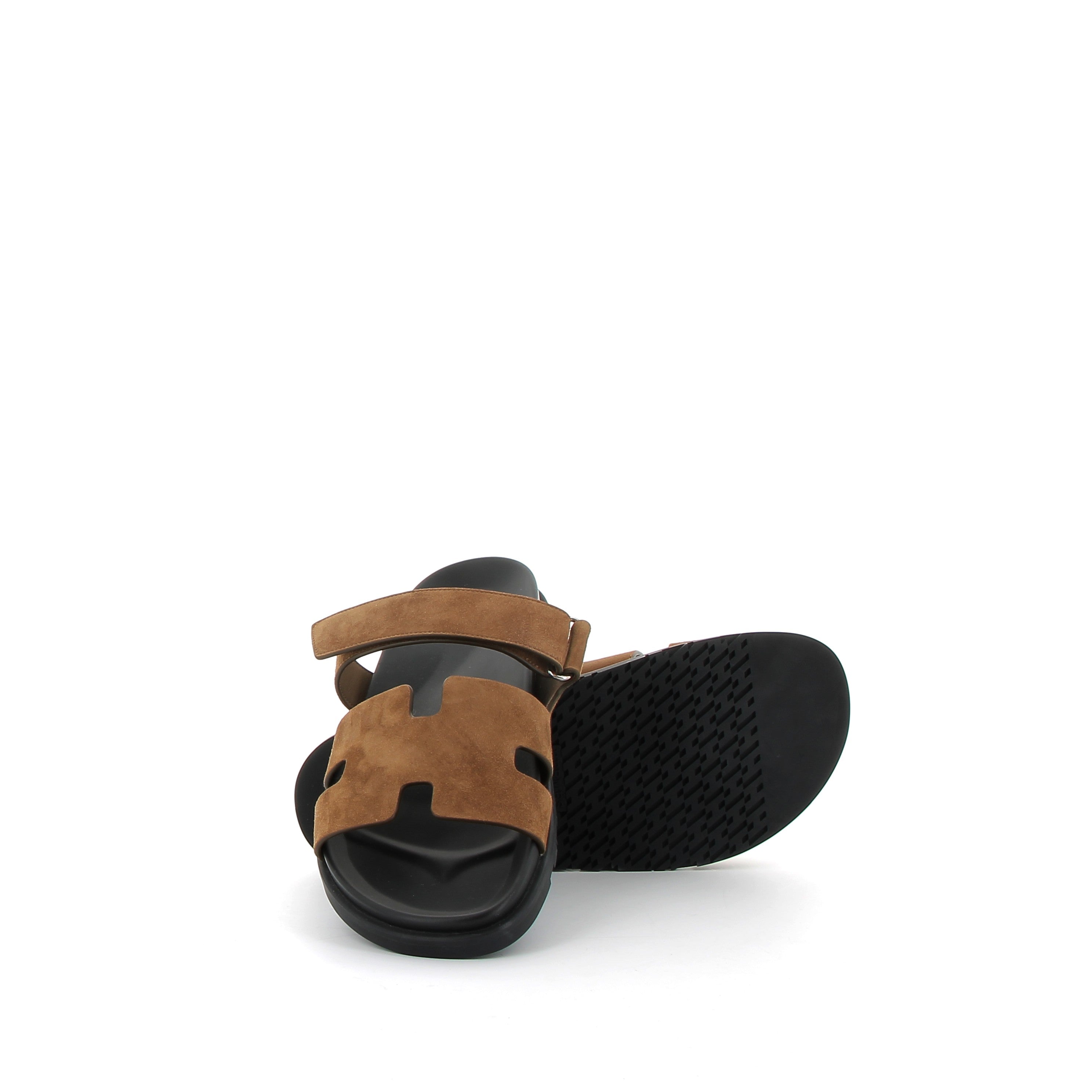 HERMÈS Chypre Sandals Velour Nata Gold hardware