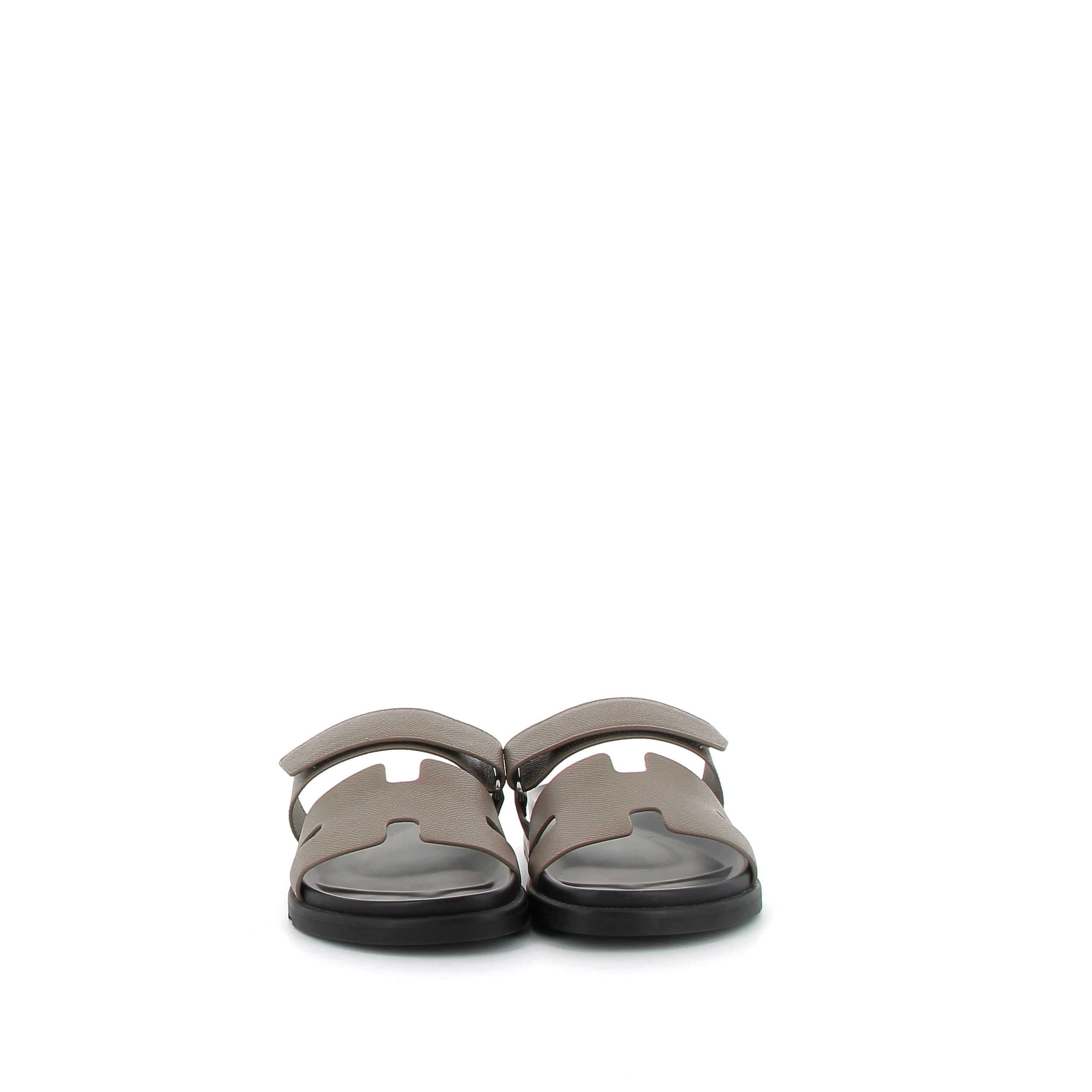 HERMÈS Chypre Sandals Étoupe Epsom leather