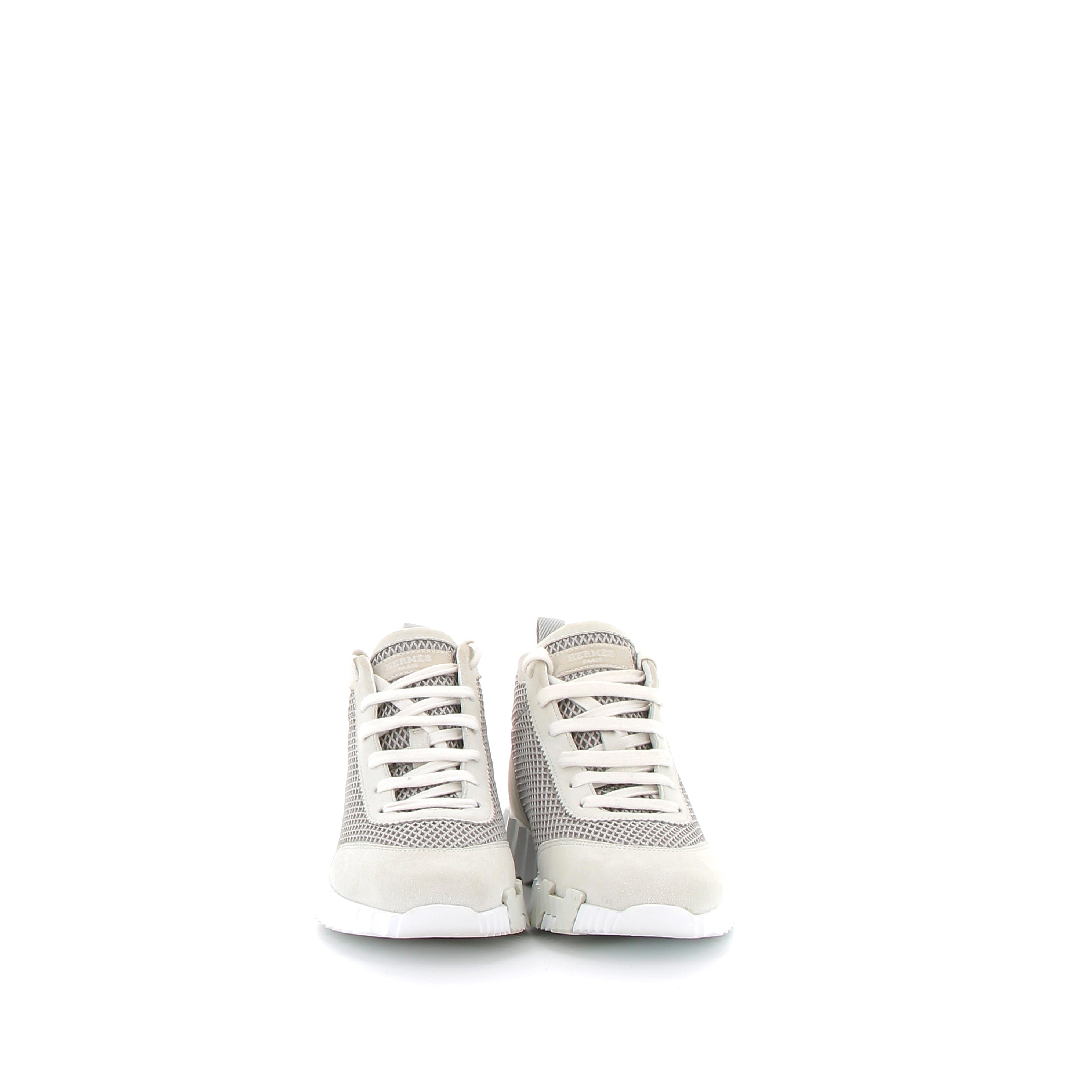 HERMÈS Bouncing Hip Hop Sneakers Mesh Graphique and Chèvre Velours Off-white