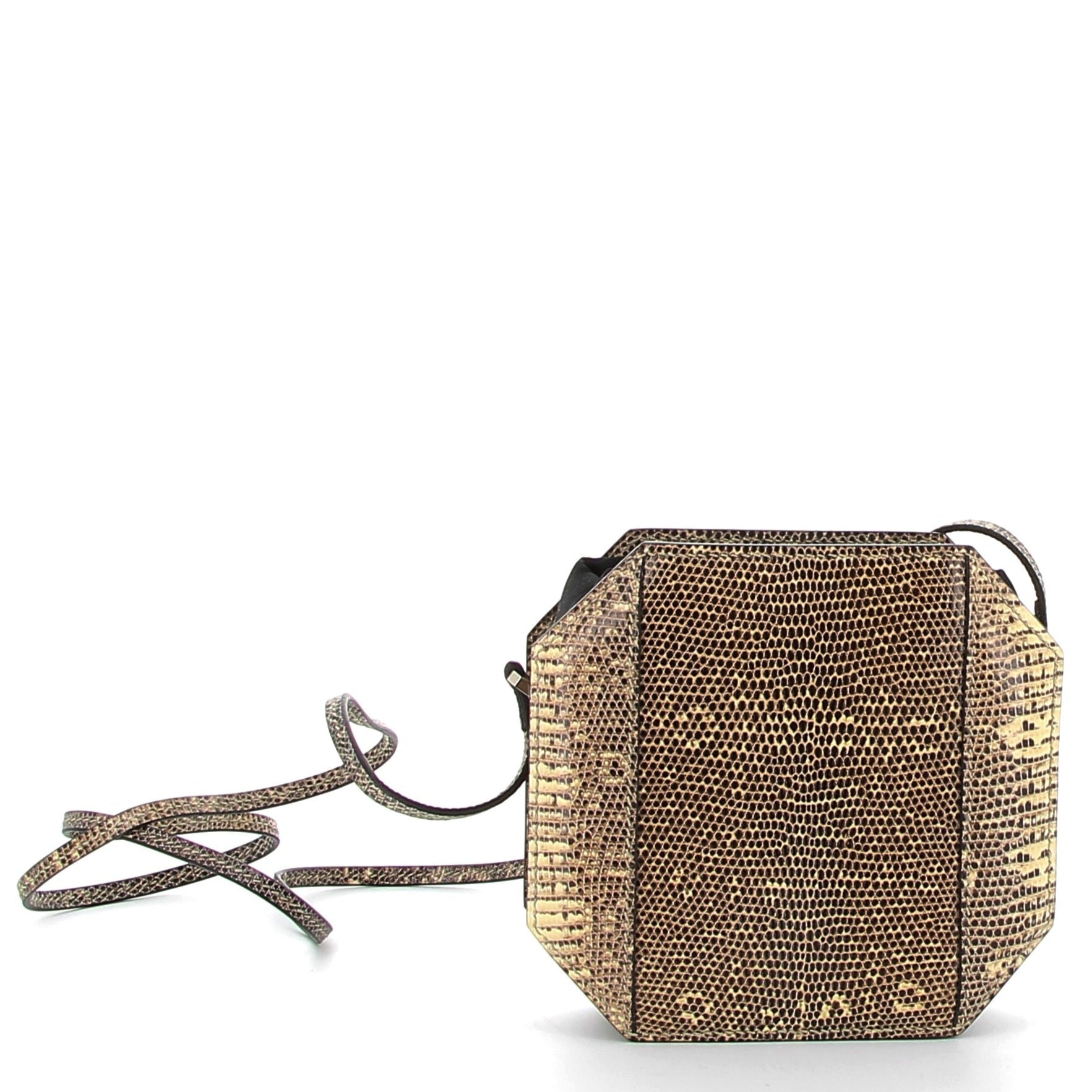 HERMES Sac poudrier lizard natural smooth/silk AA ombre/black B 2023