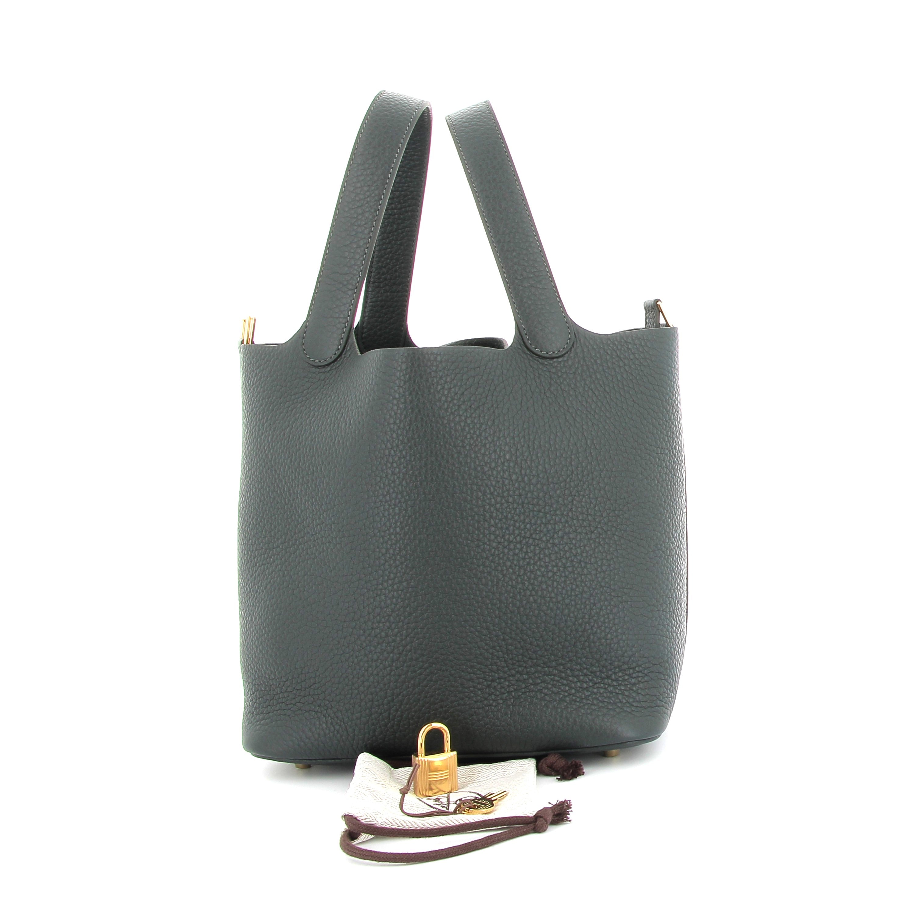 HERMÈS Picotin 26 Vert Mangrove Taurillon Clemence Gold hardware (GHW)