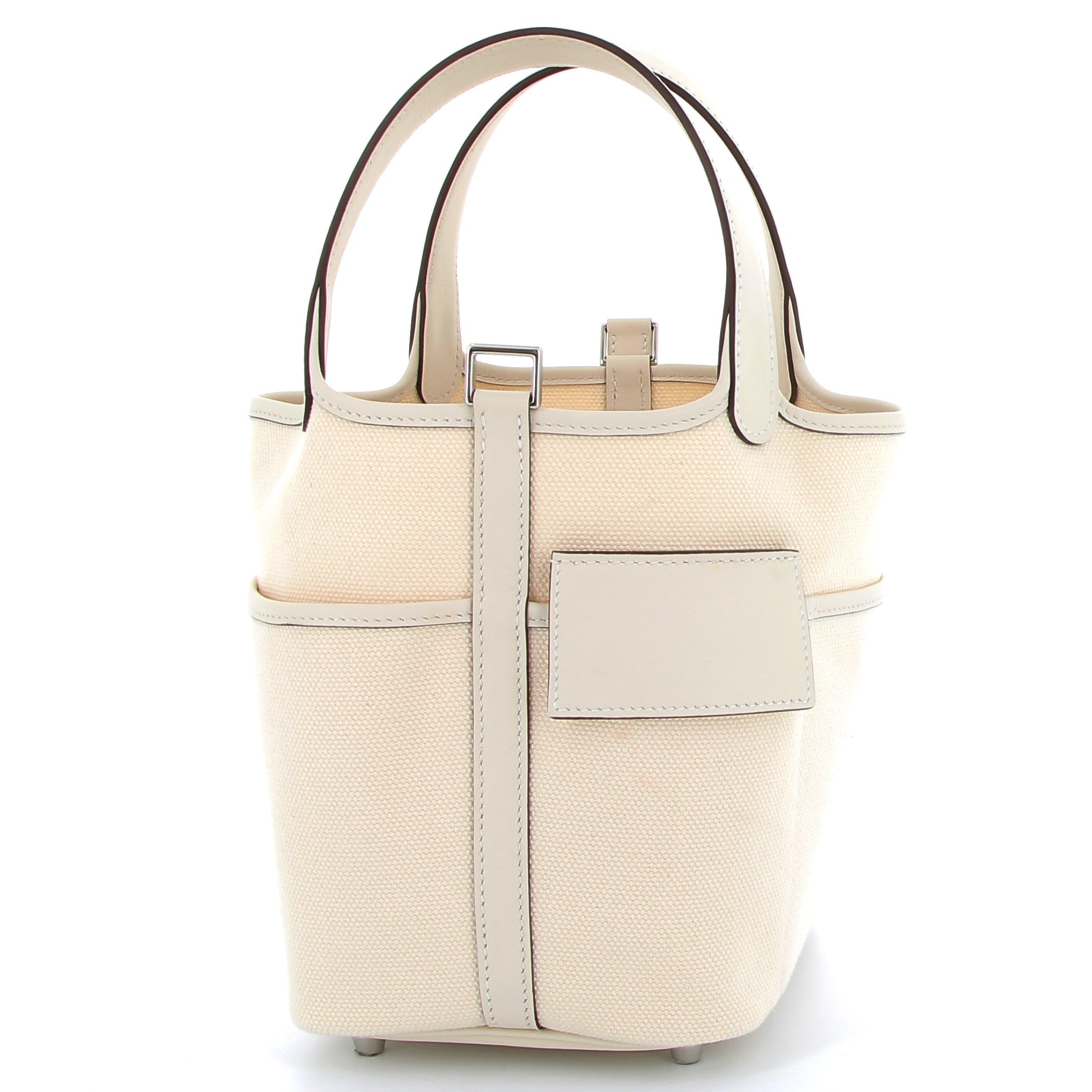 HERMÈS Picotin 18 Cargo Ecru/Nata Swift Leather/Canvas Palladium Hardware