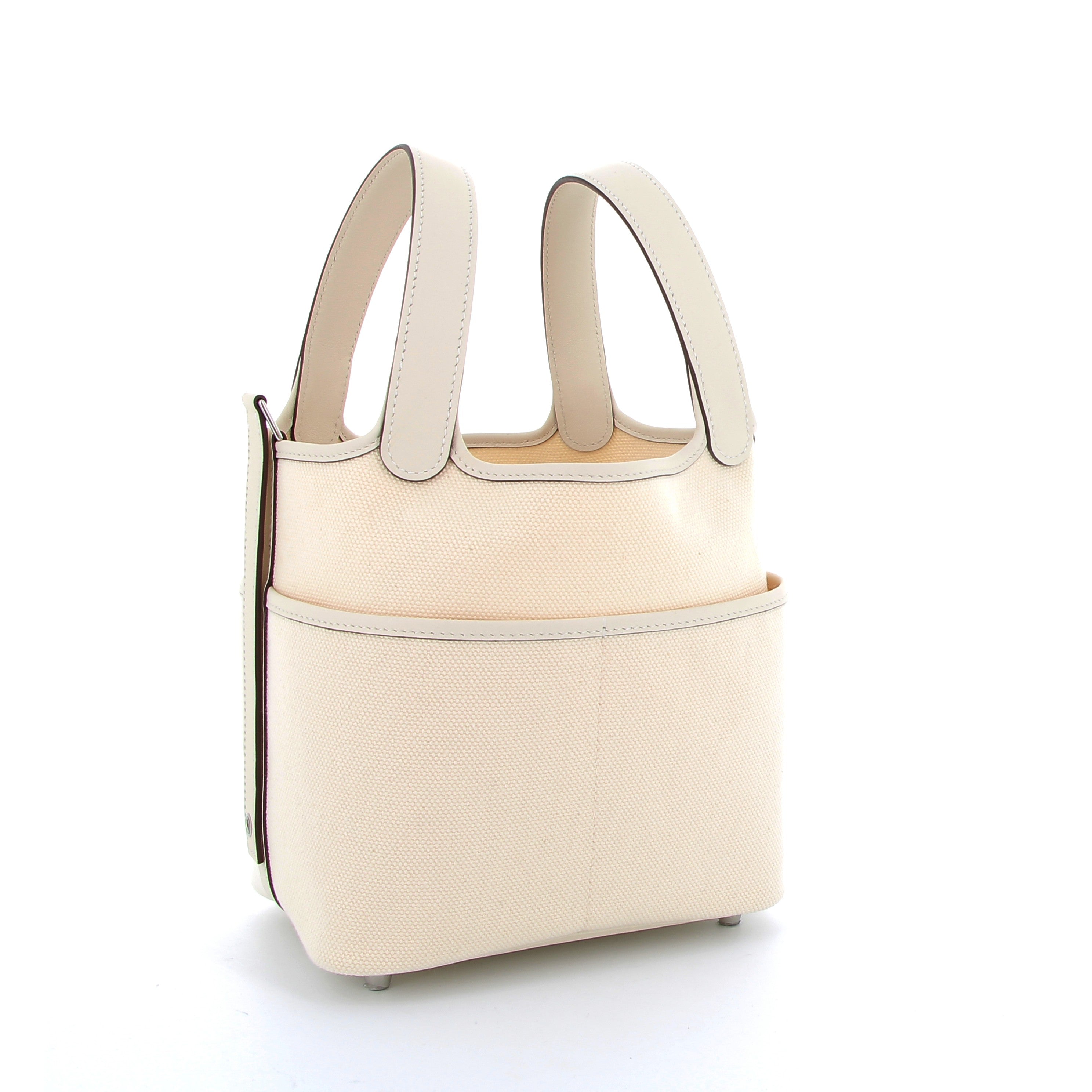 HERMÈS Picotin 18 Cargo Ecru/Nata Swift Leather/Canvas Palladium Hardware