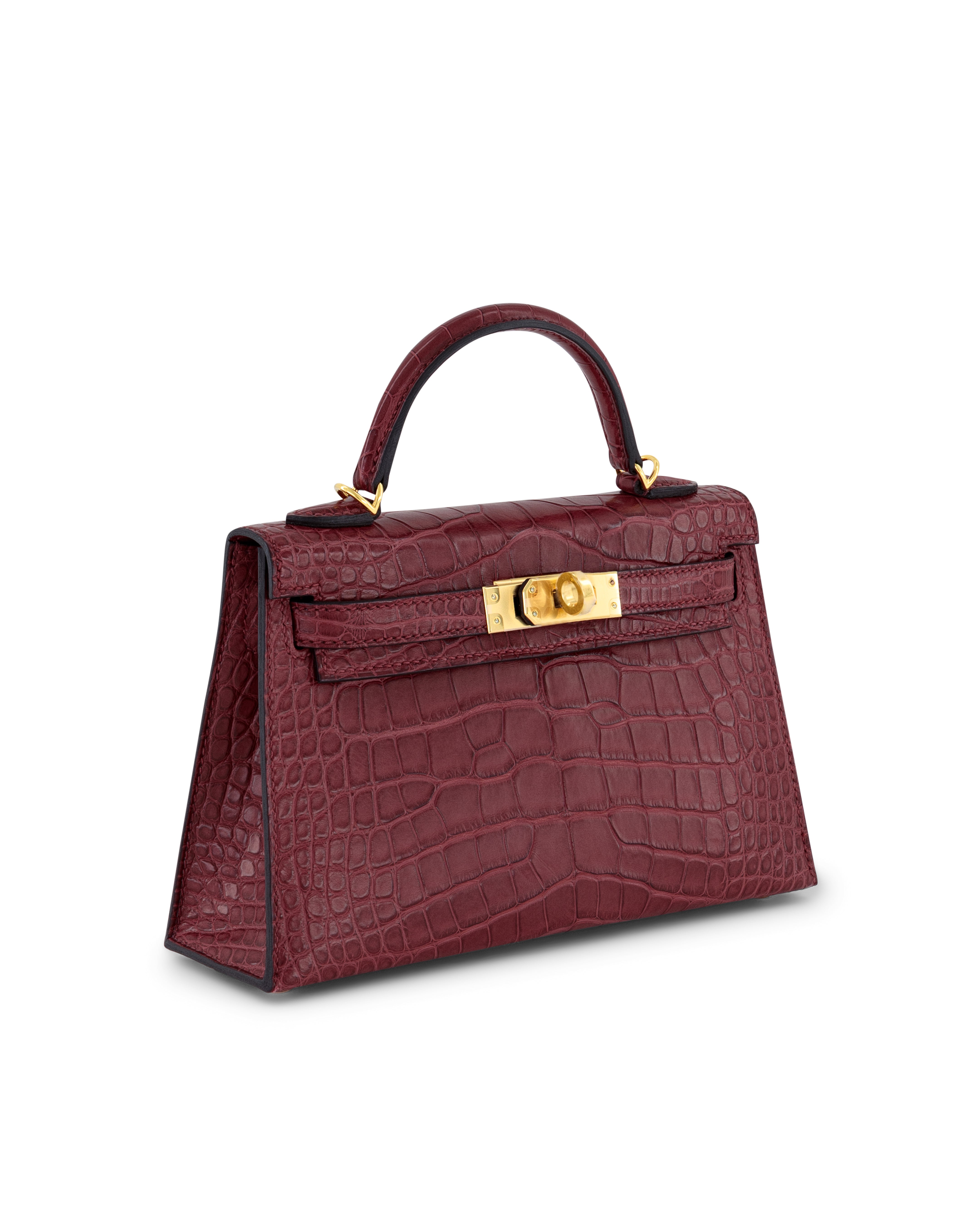 Hermès Mini Kelly 20cm in Rouge Grenate Matte Alligator Mississippiensis & Gold Hardware