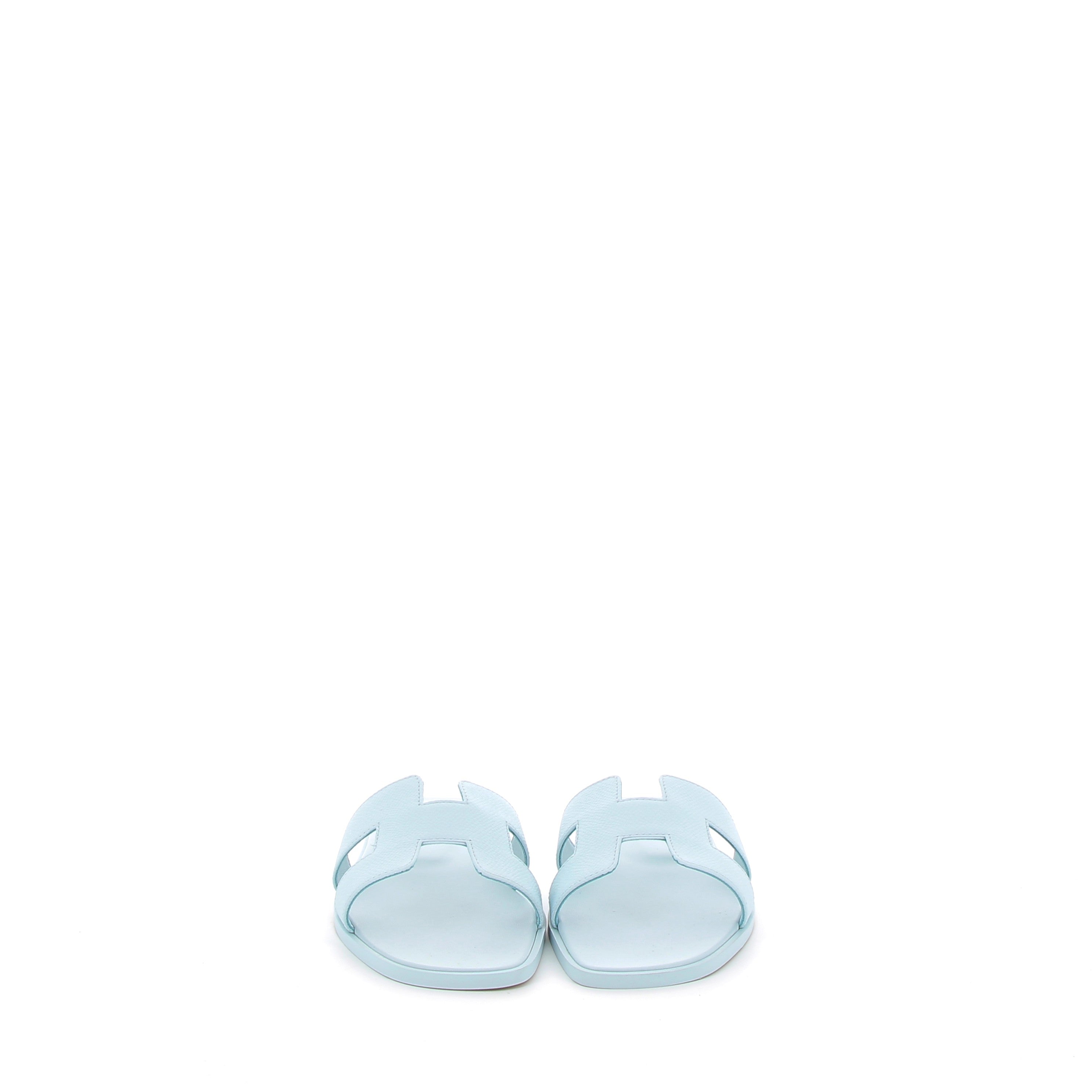 Hermès Oran Sandals in Bleu Ciel Epsom Size EU 38.5