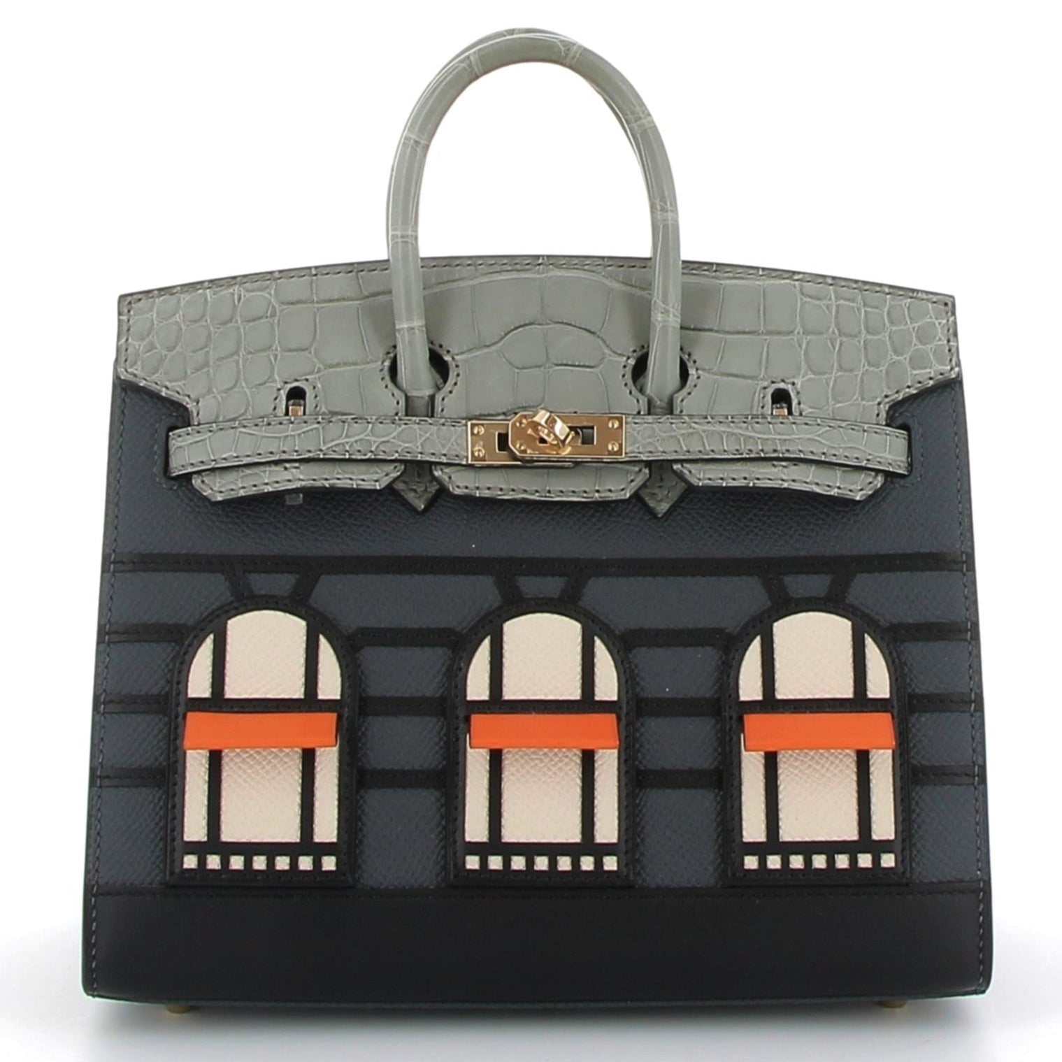 HERMES Birkin 20 Faubourg Rainy Days Epsom/Alligator Matte Metallic Finish Permabrass Hardware