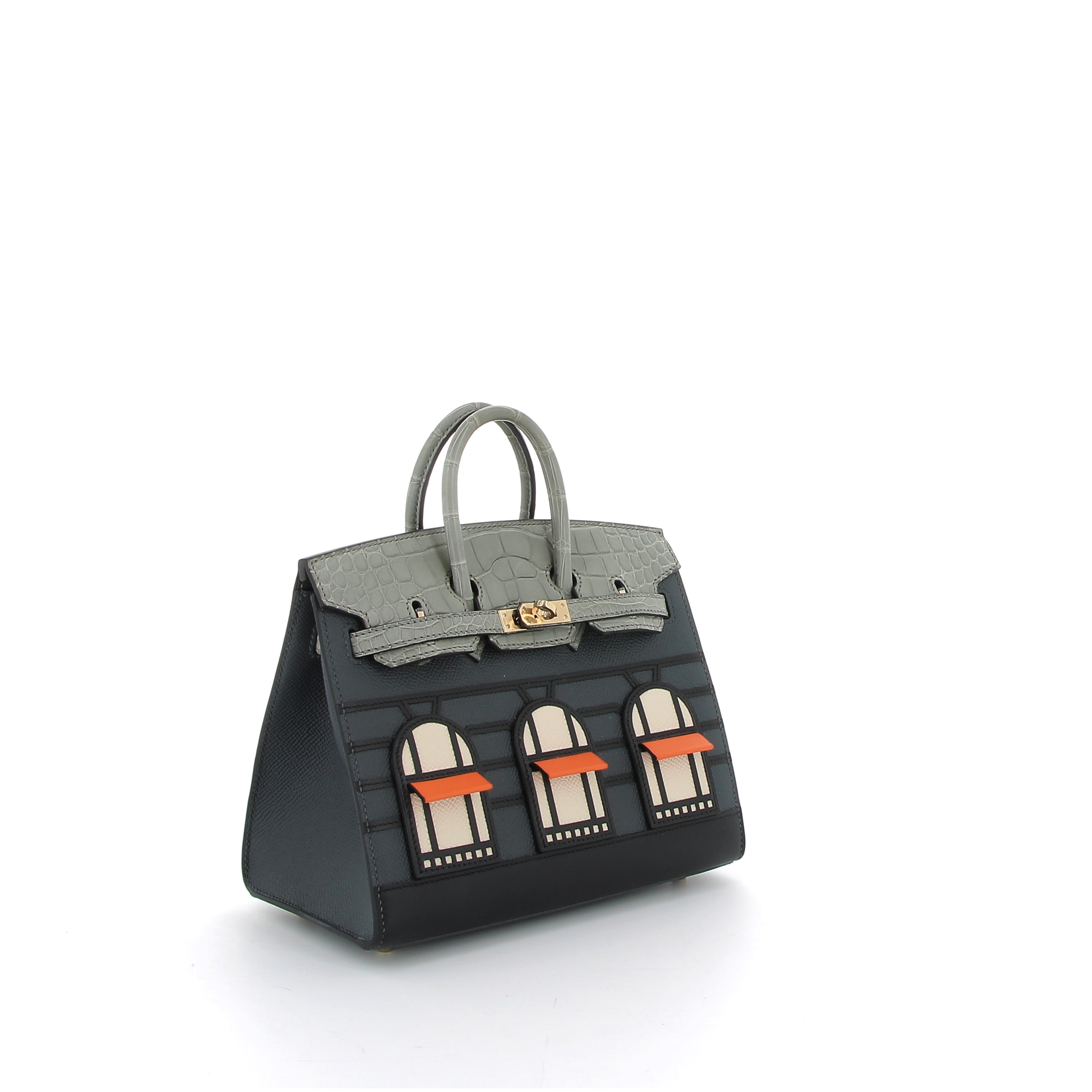 HERMES Birkin 20 Faubourg Rainy Days Epsom/Alligator Matte Metallic Finish Permabrass Hardware
