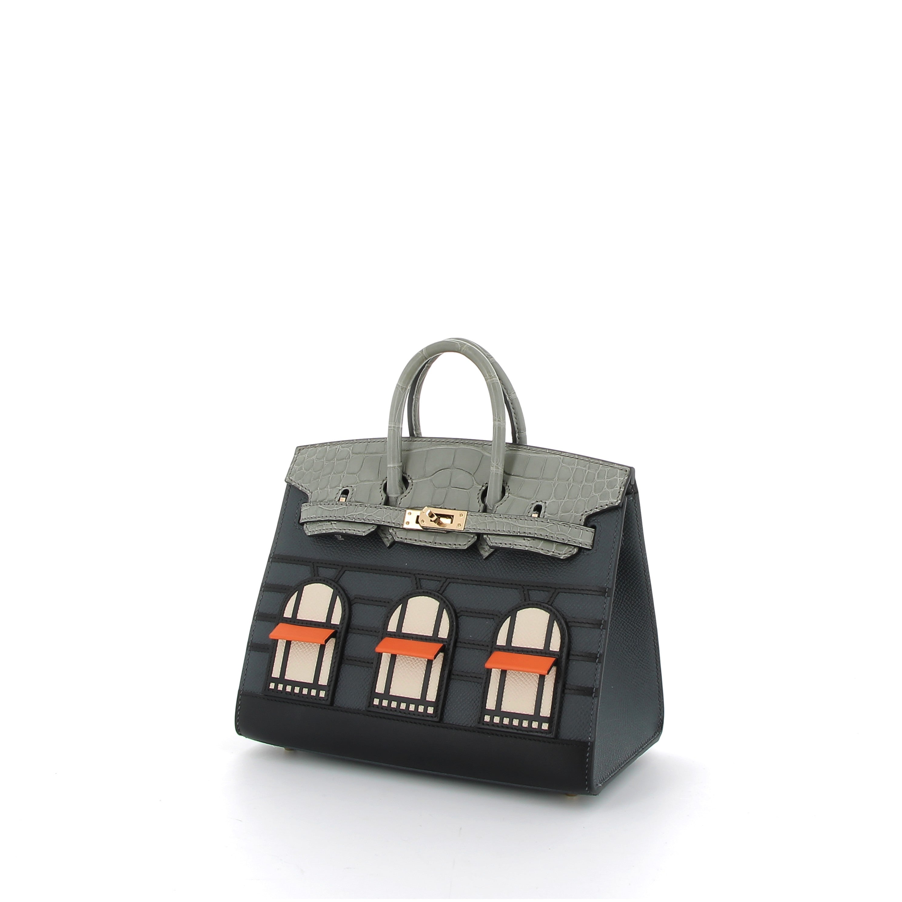 HERMES Birkin 20 Faubourg Rainy Days Epsom/Alligator Matte Metallic Finish Permabrass Hardware