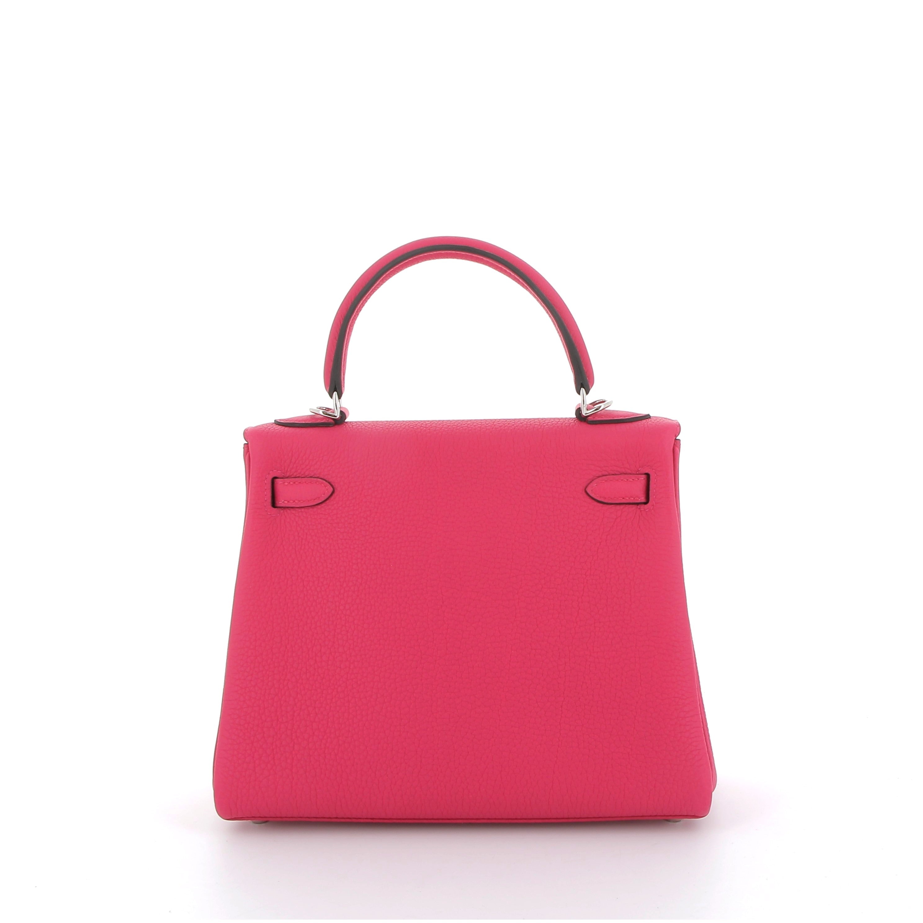 Hermès Kelly 25cm Rose Mexico Togo Leather with Palladium Hardware
