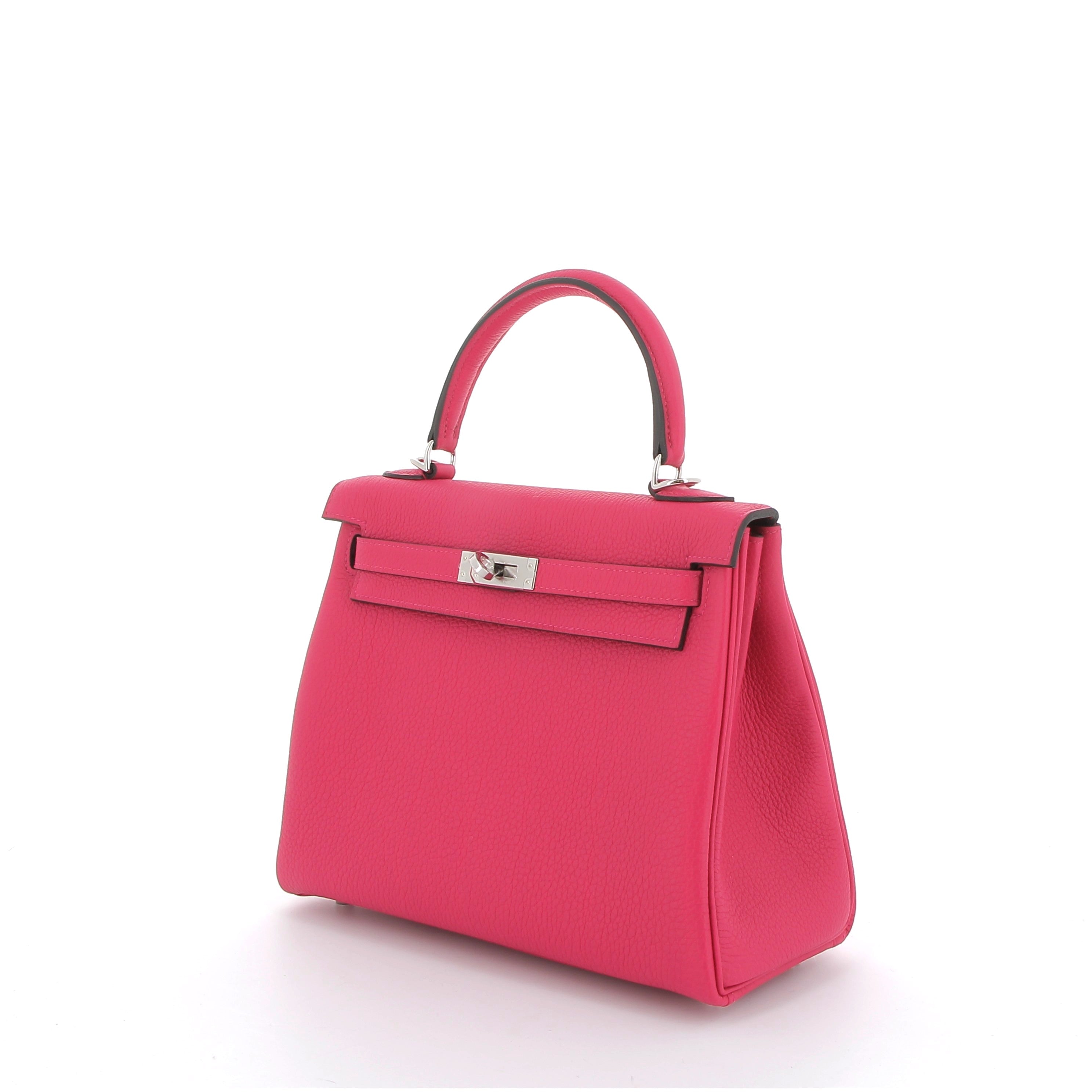 Hermès Kelly 25cm Rose Mexico Togo Leather with Palladium Hardware