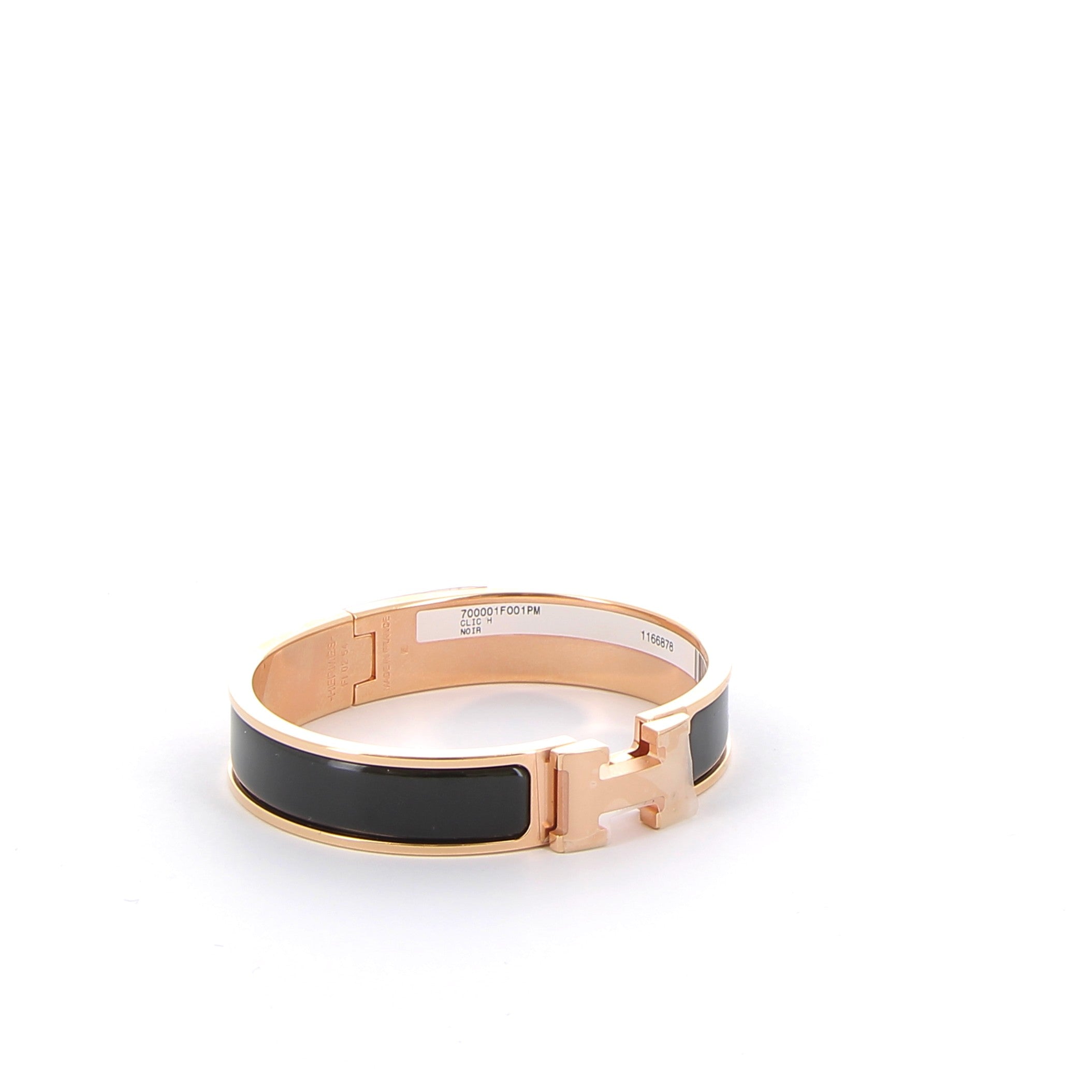 Clic H bracelet in black with rose gold hardware