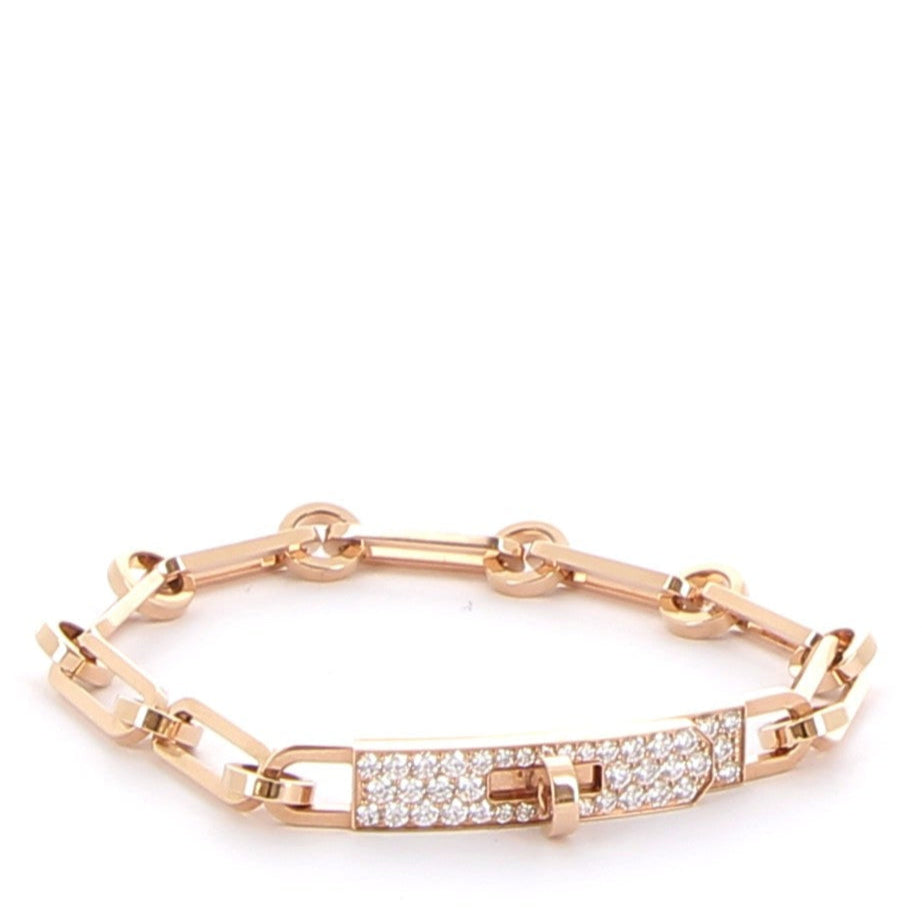HERMÈS Kelly Chaîne Petit Modèle Bracelet Rose Gold set with diamonds