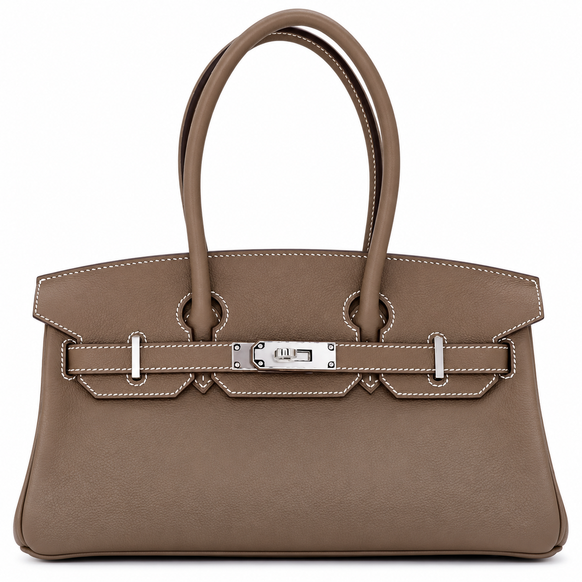 Hermès Birkin Shoulder Etoupe Evercolor Leather Palladium Hardware
